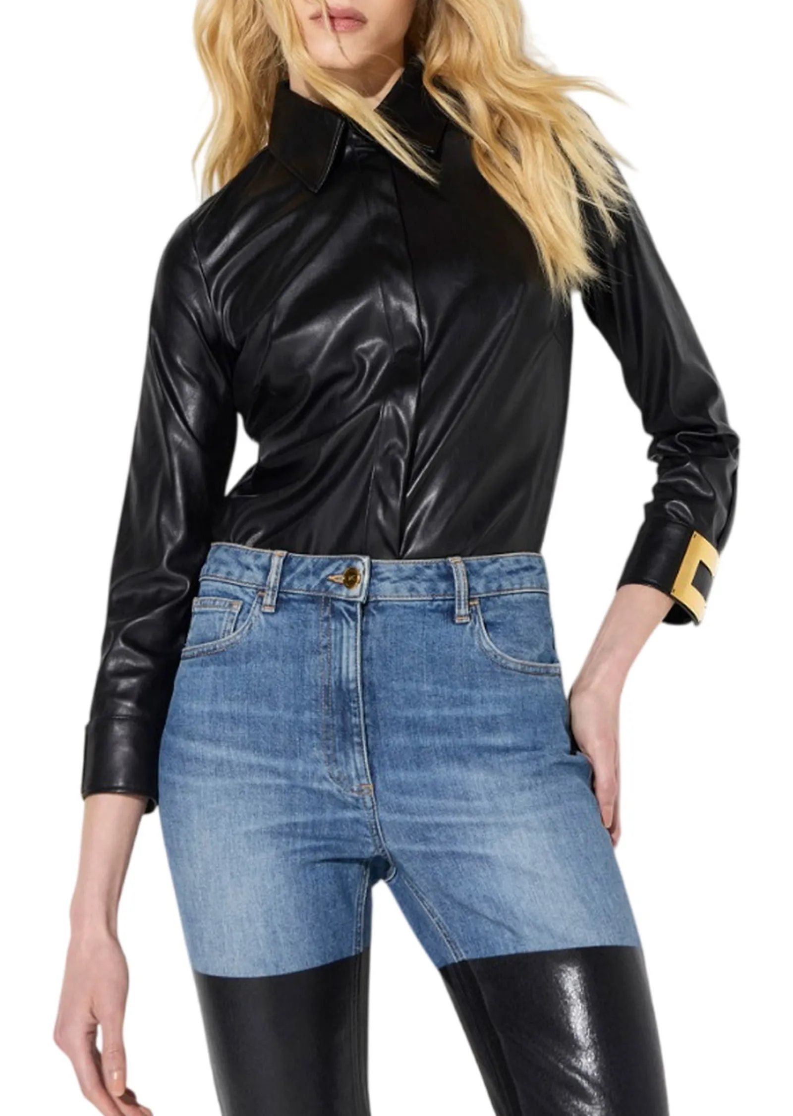 Elisabetta Franchi Camicia Con Logo Gioiello Nero Ca19566E2 185083