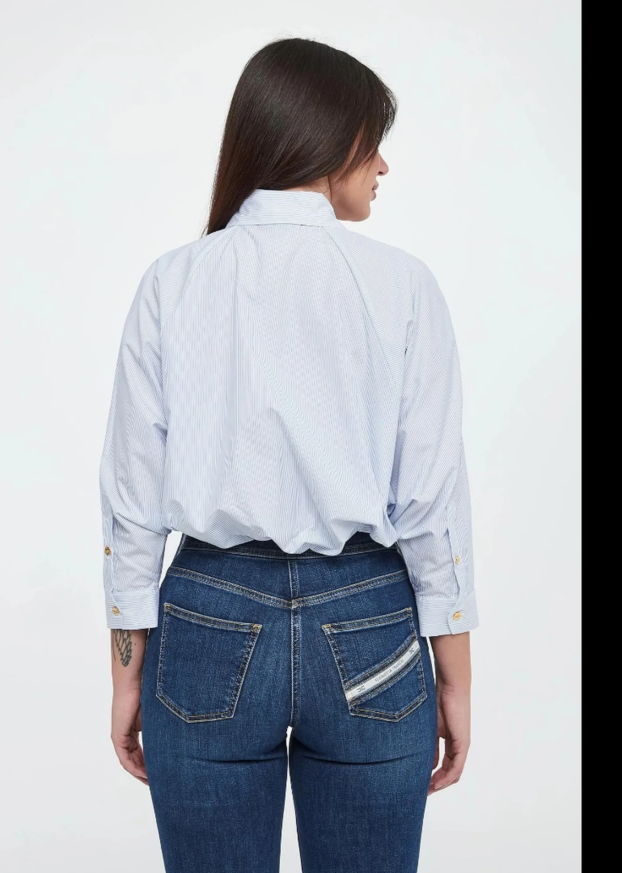 Elisabetta Franchi Camicia In Cotone Con Cravattino Oxford Oxford Ca13261E2 172195