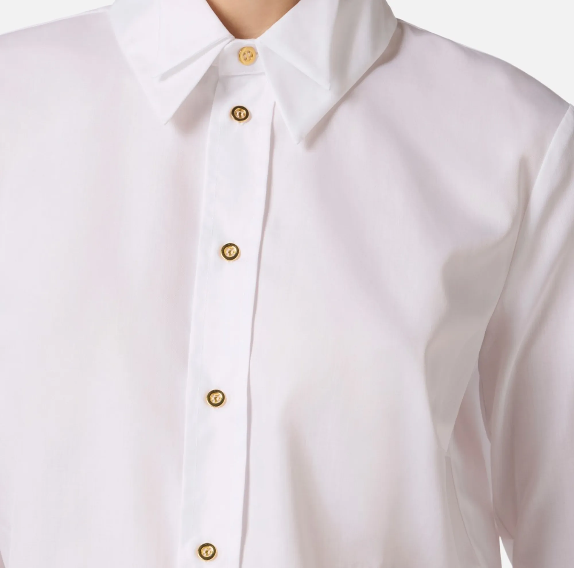 Elisabetta Franchi Camicia In Cotone Con Doppio Colletto E Ricamo Bianco Ca12561E2 171459