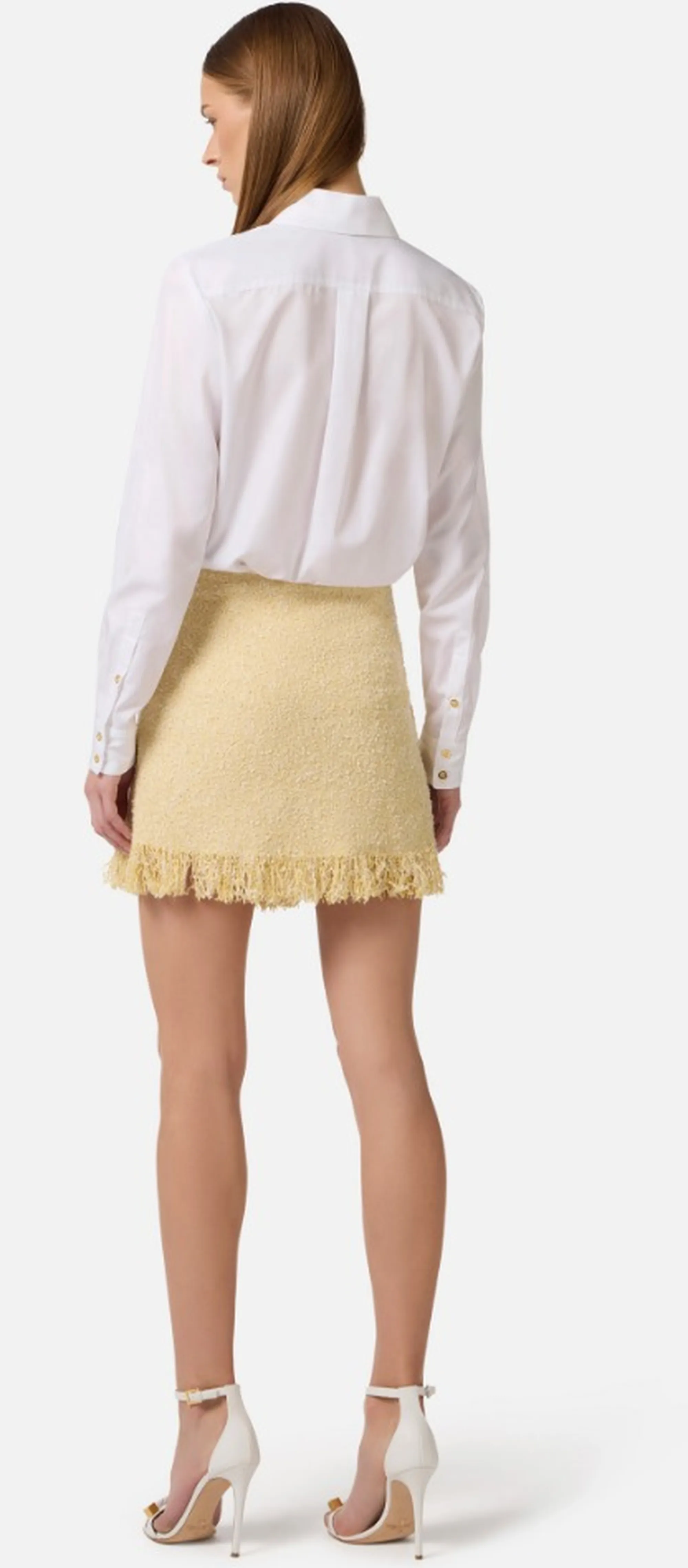 Elisabetta Franchi Camicia In Cotone Con Doppio Colletto E Ricamo Bianco Ca12561E2 171460