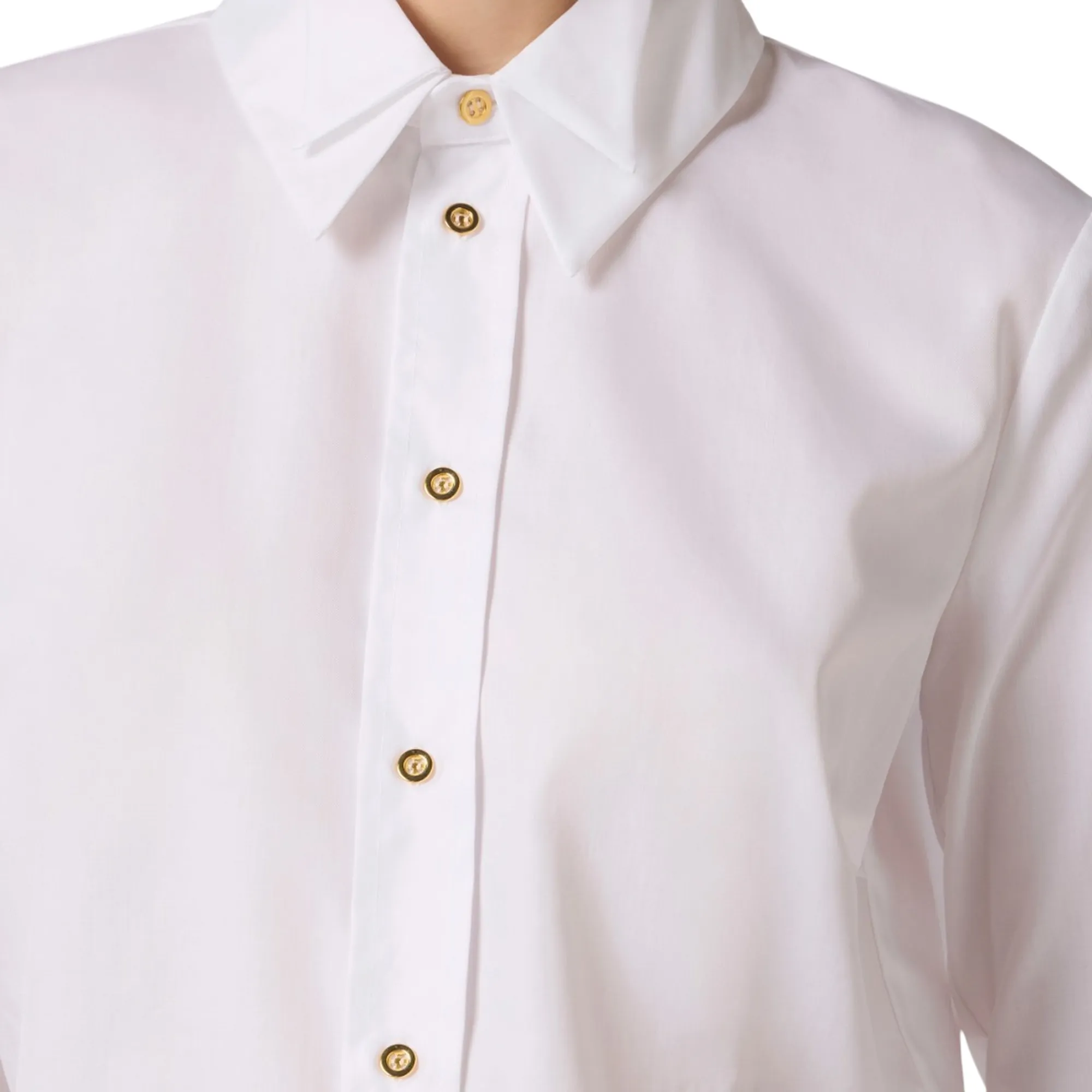 Elisabetta Franchi Camicia In Cotone Con Doppio Colletto E Ricamo Bianco Ca12561E2 178393