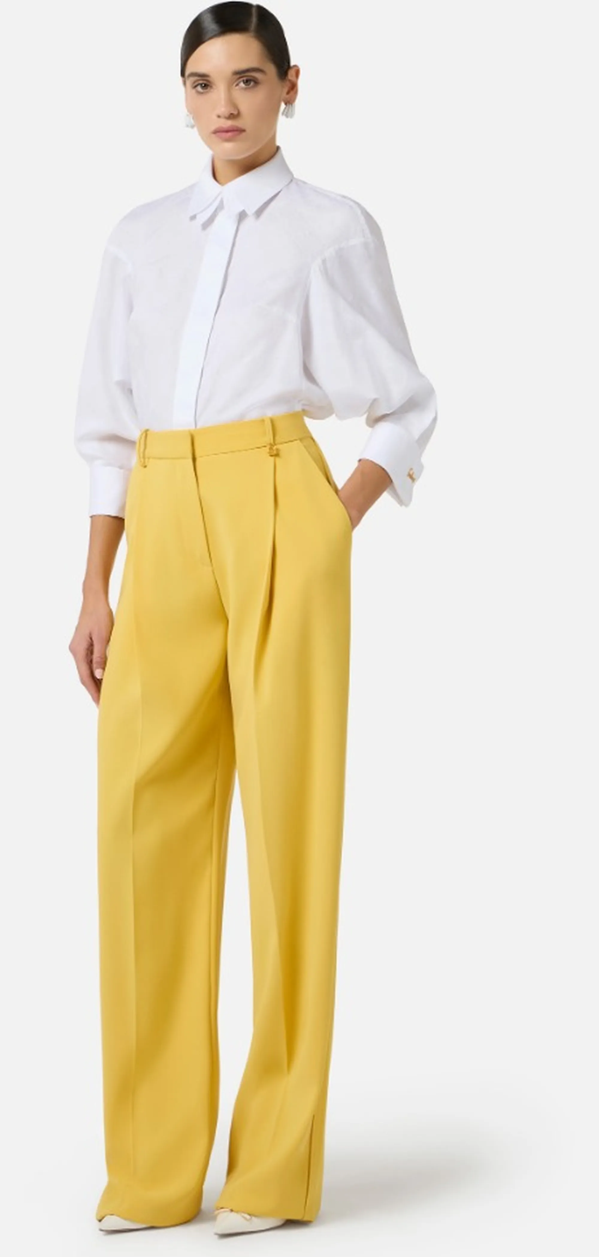 Elisabetta Franchi B'Jacquard Cotton Shirt With Cufflinks' White Ca14161E2 172204