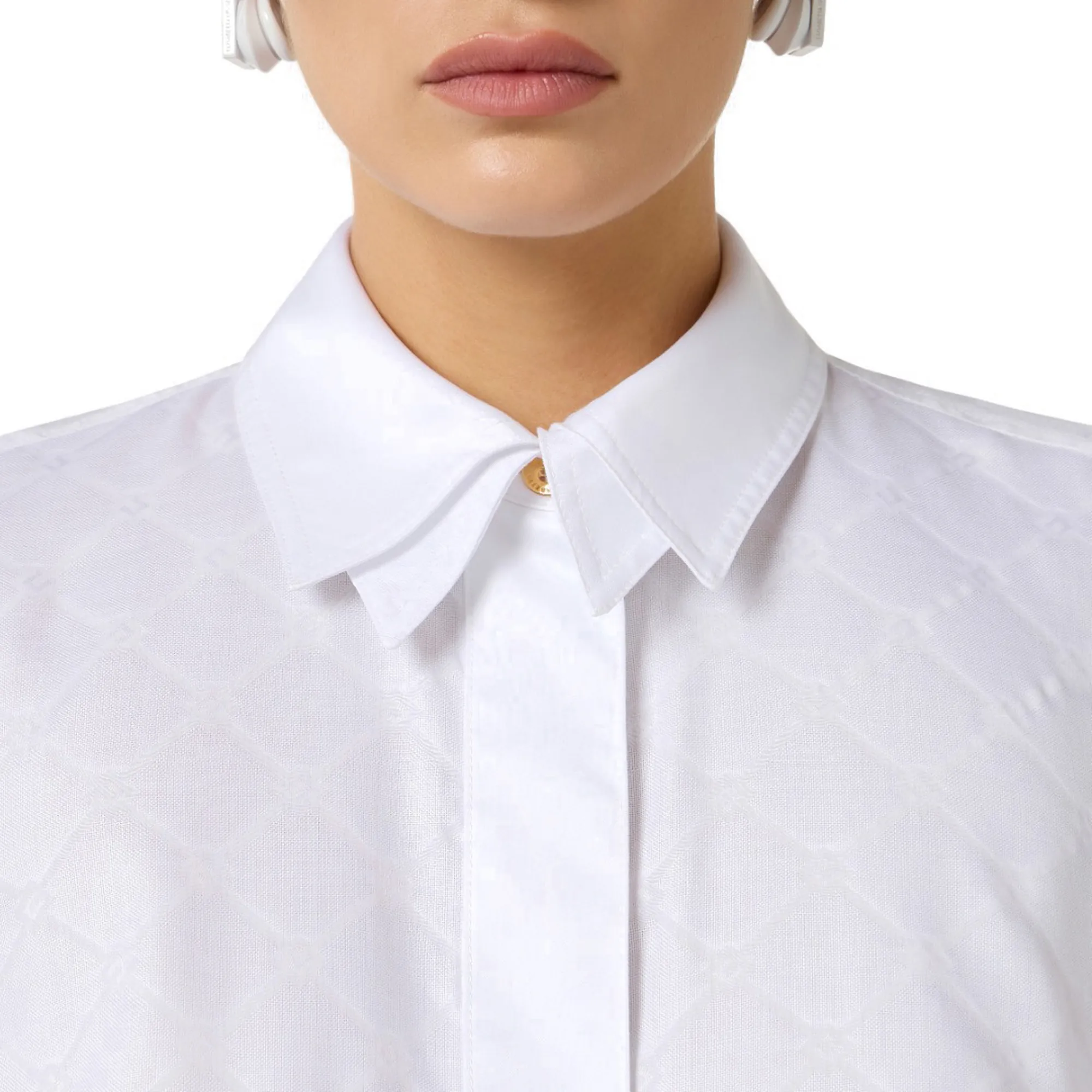 Elisabetta Franchi B'Jacquard Cotton Shirt With Cufflinks' White Ca14161E2 178376