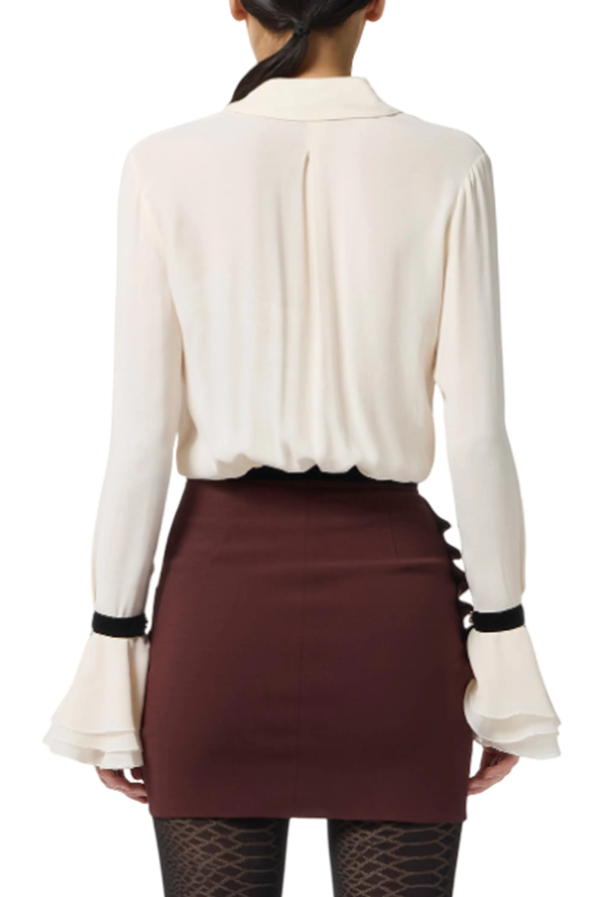 Elisabetta Franchi B'Georgette Shirt With Jewel Buttons' Milk Ca13157E2 157561