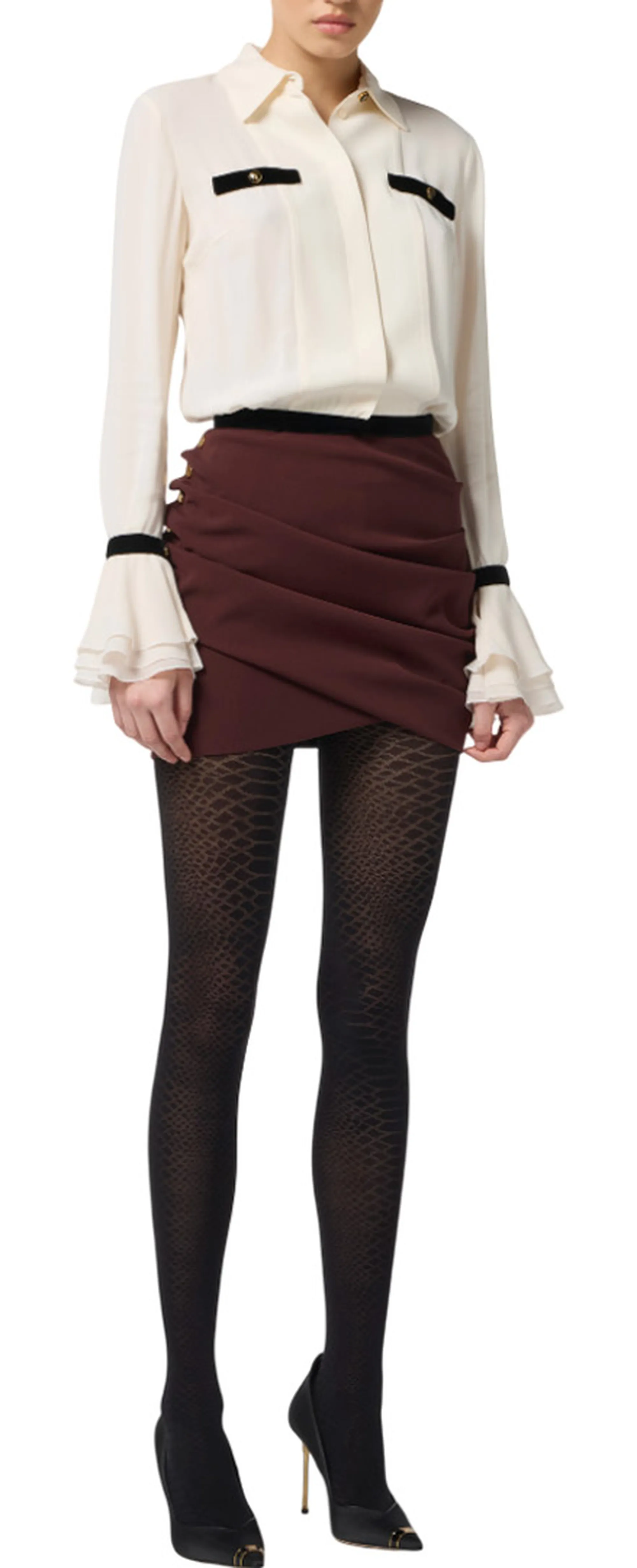 Elisabetta Franchi B'Georgette Shirt With Jewel Buttons' Milk Ca13157E2 157562