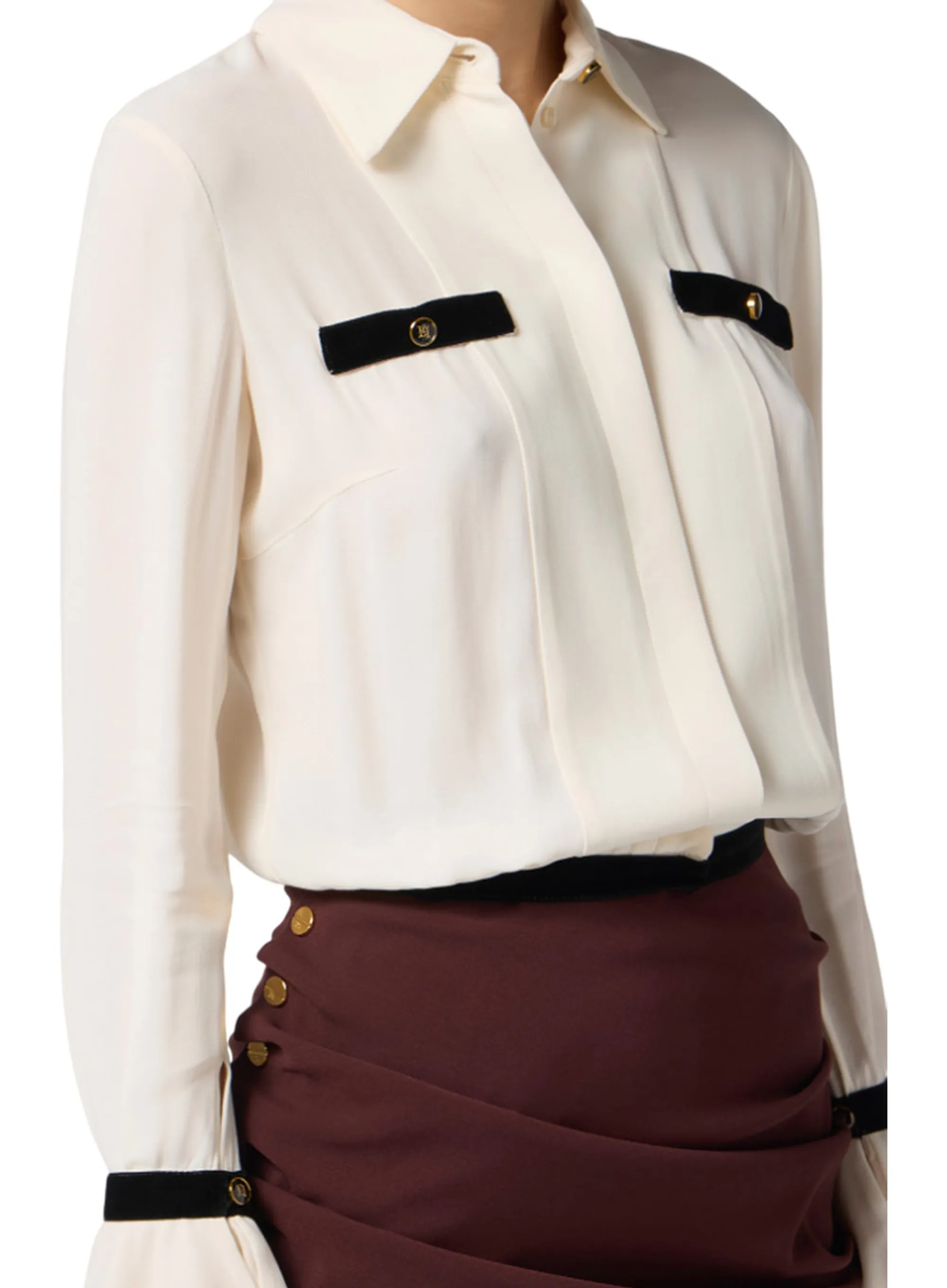 Elisabetta Franchi B'Georgette Shirt With Jewel Buttons' Milk Ca13157E2 157563