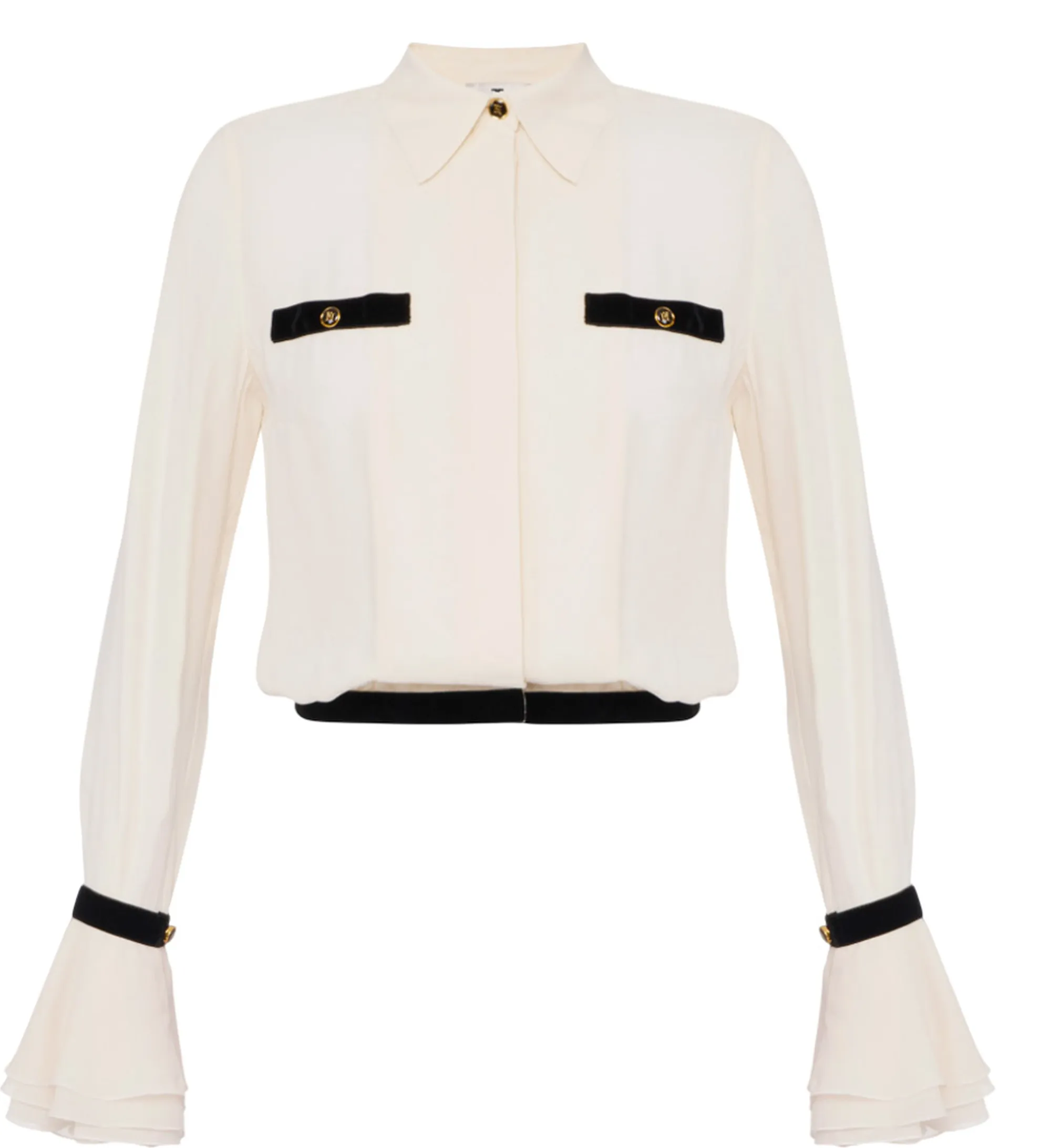 Elisabetta Franchi B'Georgette Shirt With Jewel Buttons' Milk Ca13157E2 157564