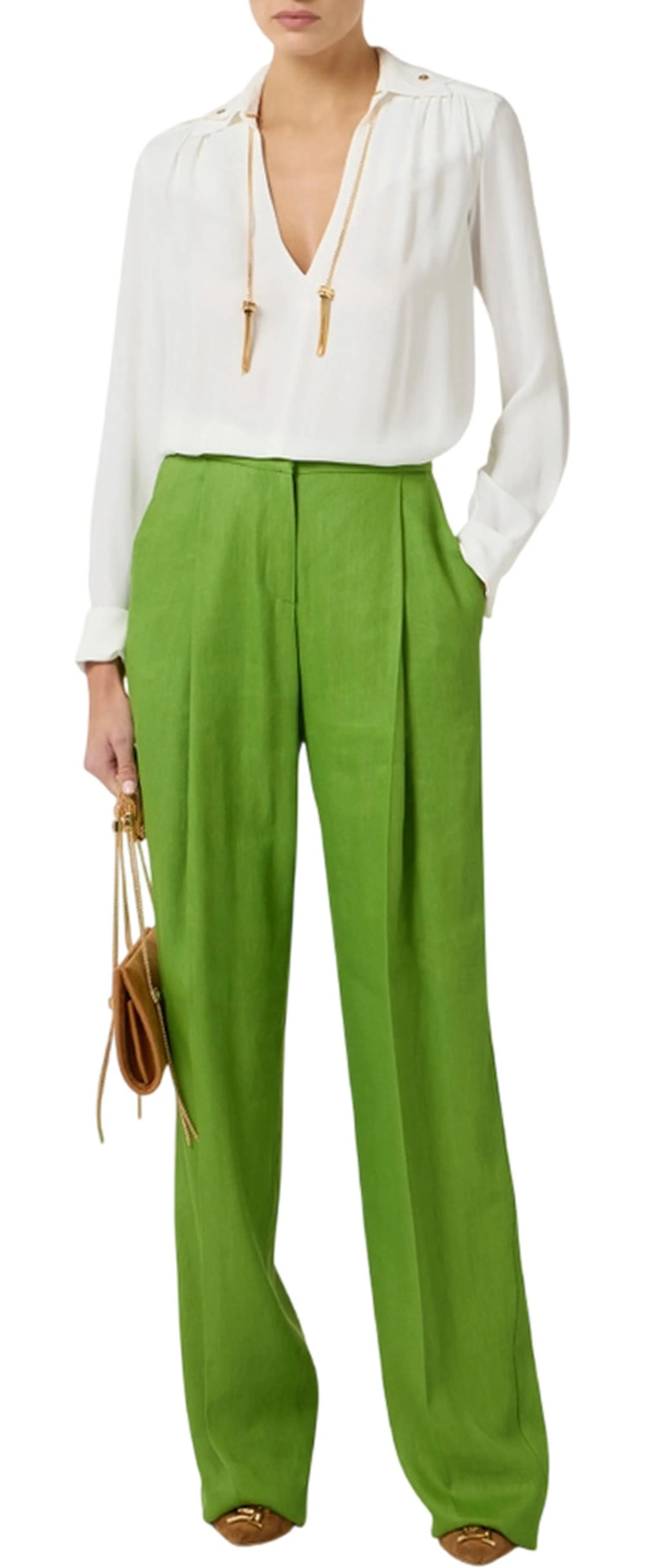 Elisabetta Franchi Camicia In Georgette Con Dettagli Gioiello Avorio Ca15962E2 178705