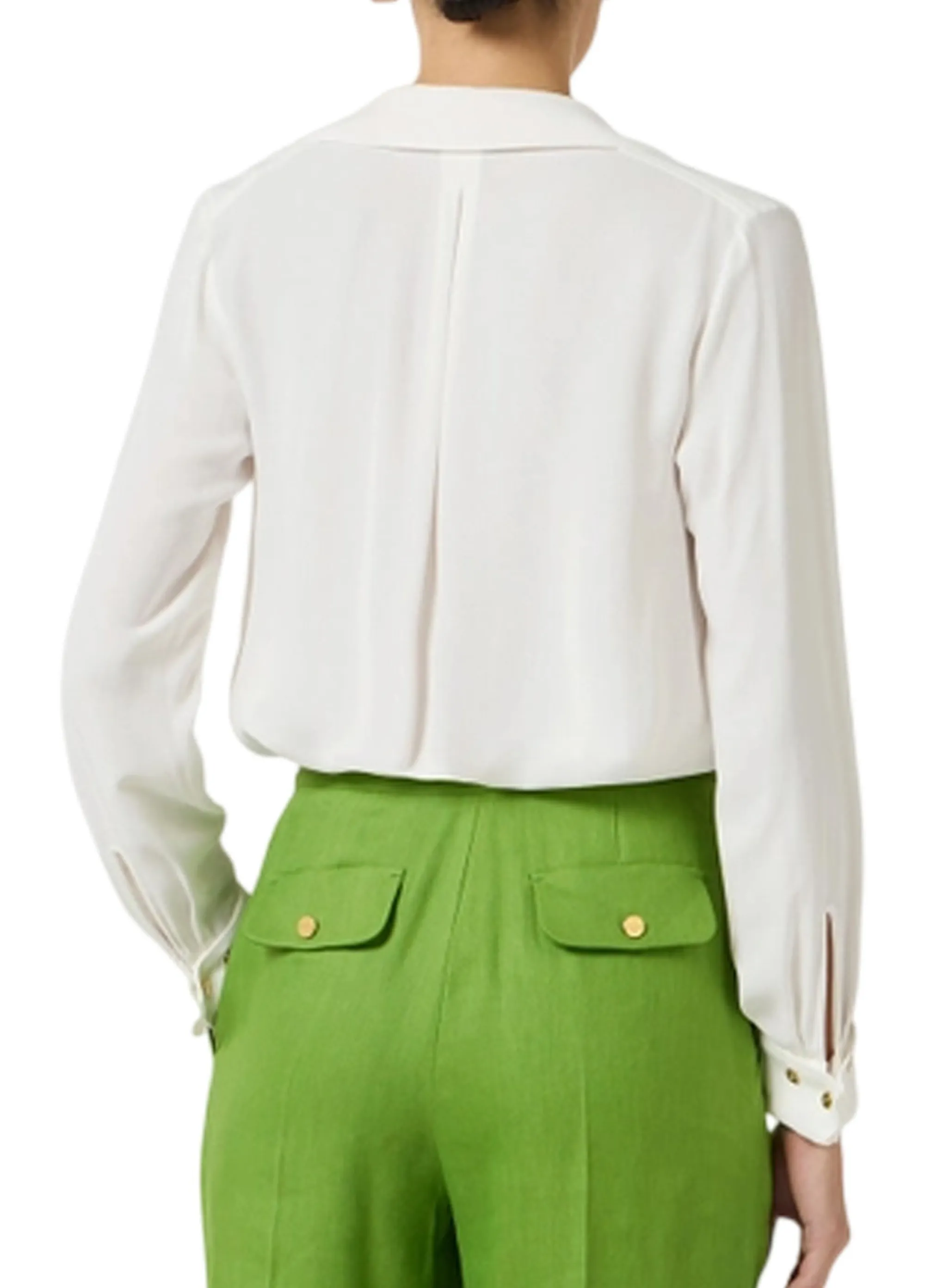 Elisabetta Franchi Camicia In Georgette Con Dettagli Gioiello Avorio Ca15962E2 178706