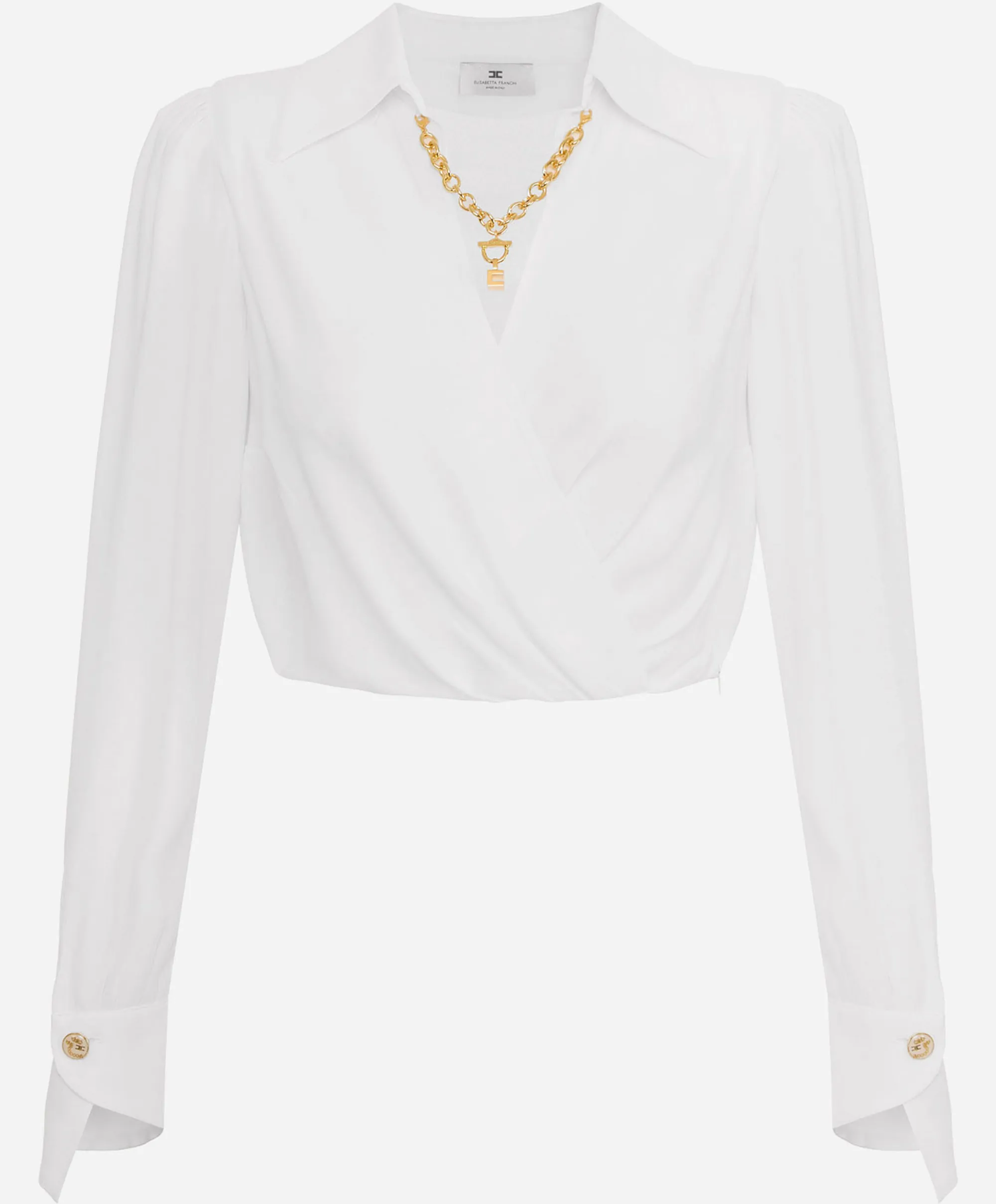 Elisabetta Franchi B'Georgette Shirt With Jewel Detail' Ivory Cat0256E2 153076