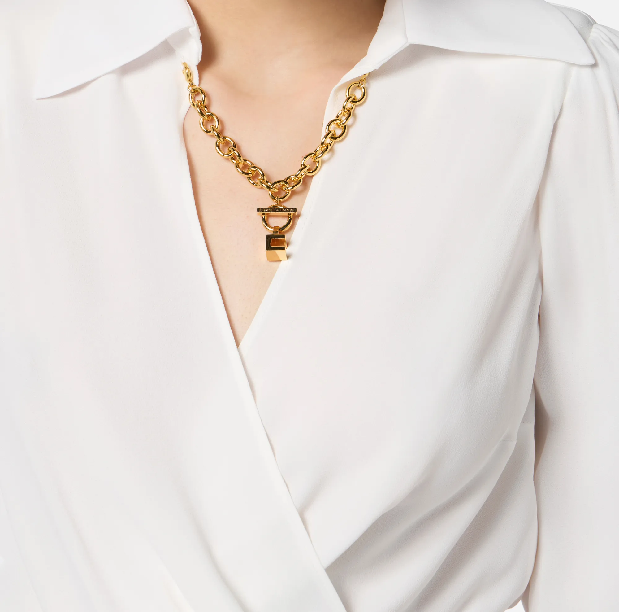 Elisabetta Franchi B'Georgette Shirt With Jewel Detail' Ivory Cat0256E2 153083
