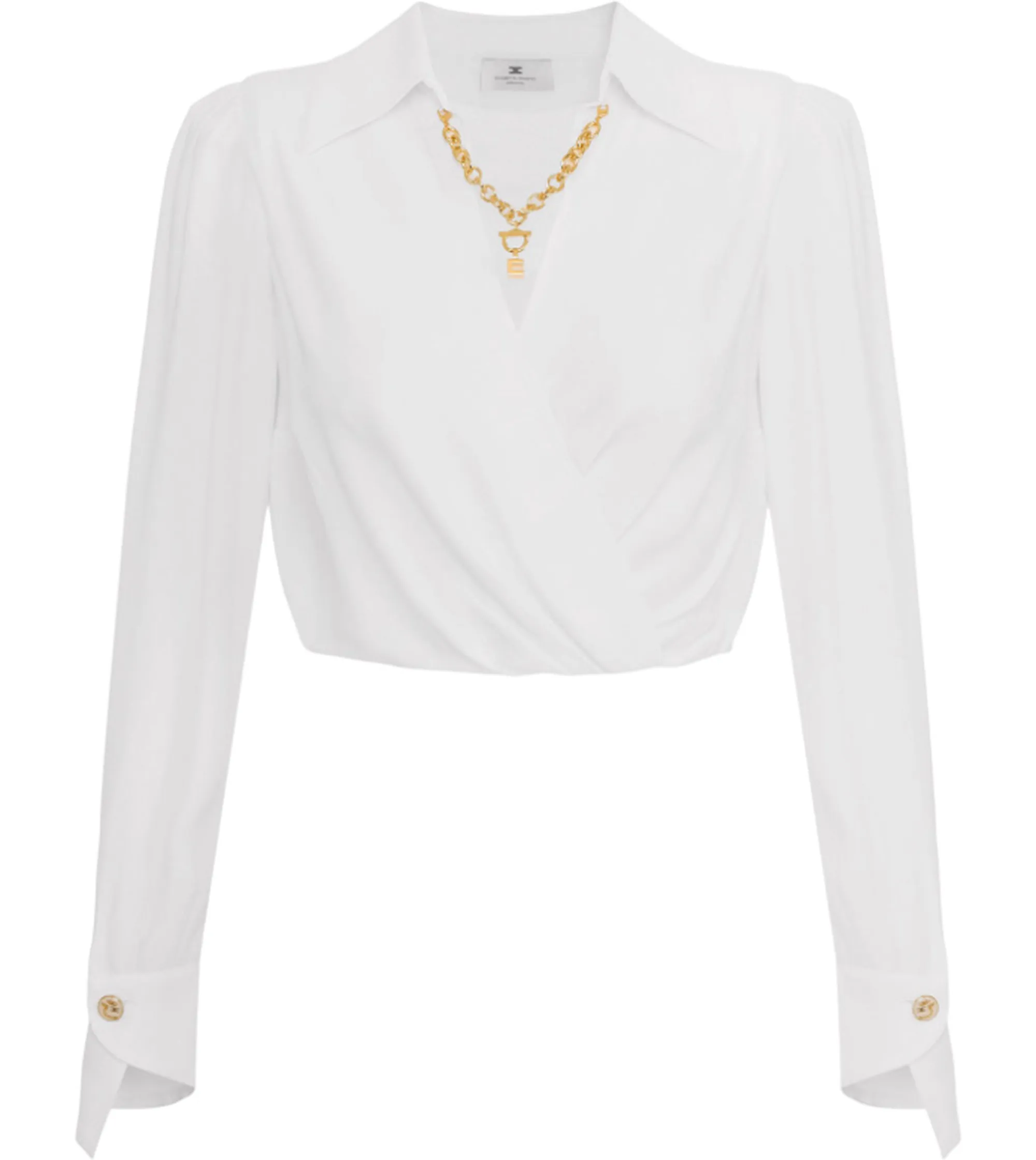 Elisabetta Franchi Camicia In Georgette Con Dettaglio Gioiello Avorio Cat0256E2 153703