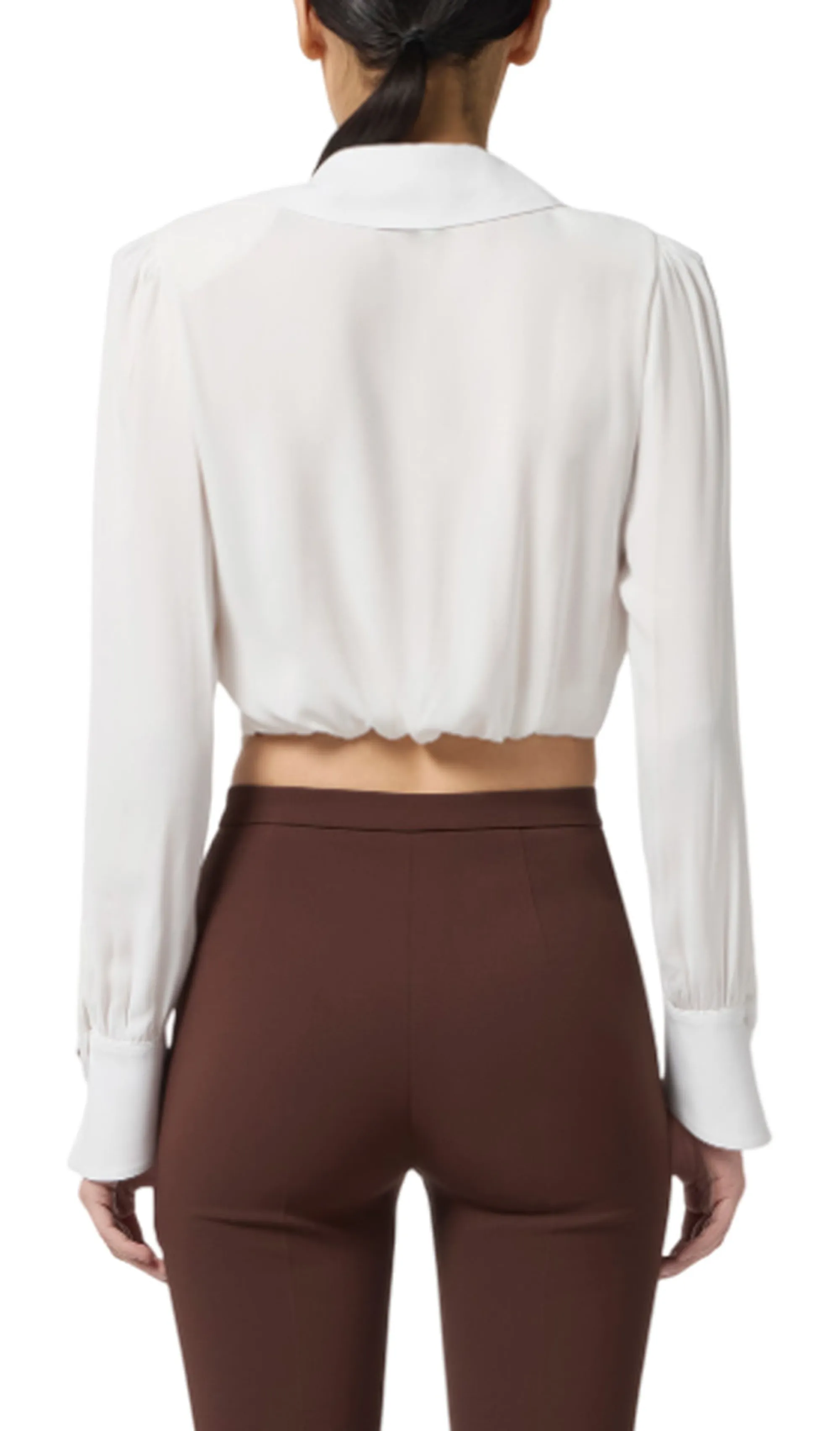 Elisabetta Franchi Camicia In Georgette Con Dettaglio Gioiello Avorio Cat0256E2 153706