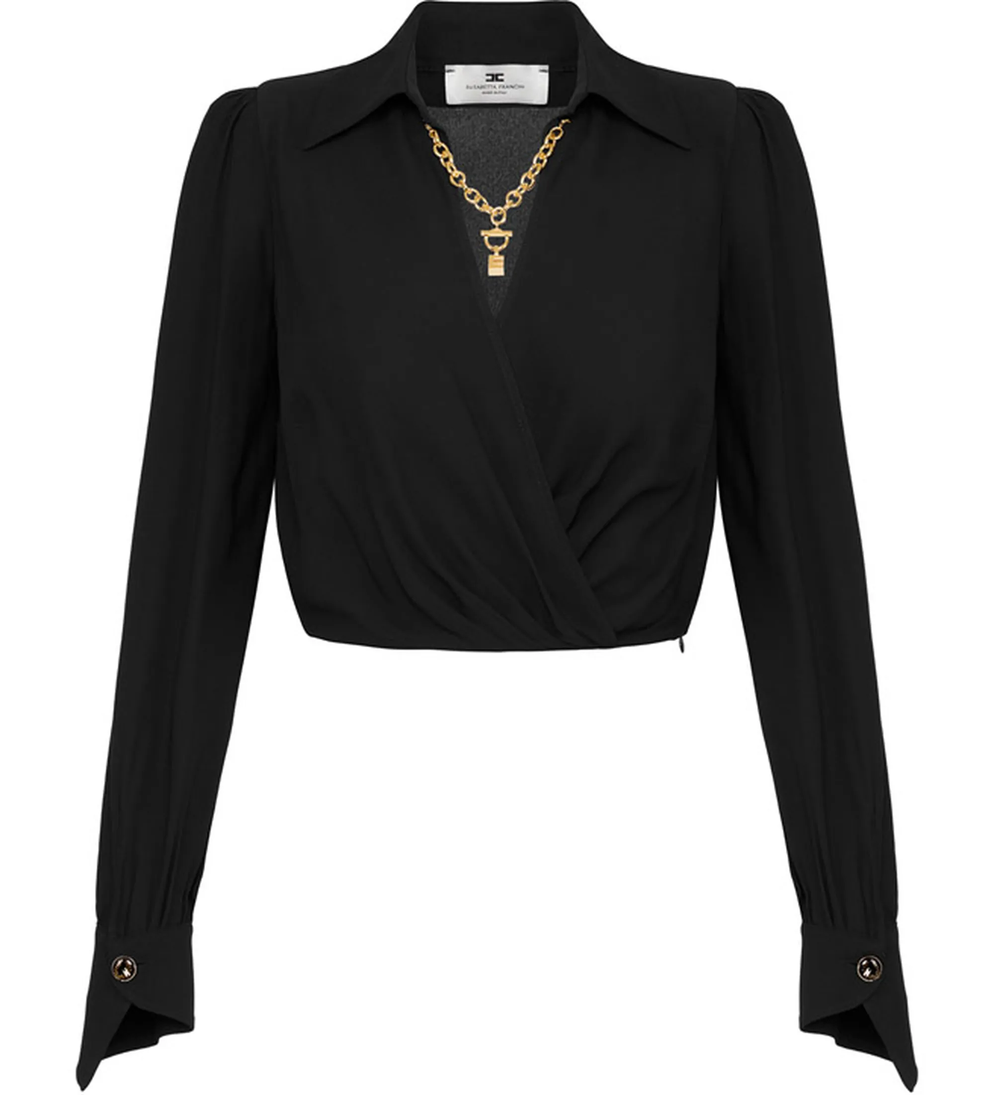 Elisabetta Franchi Camicia In Georgette Con Dettaglio Gioiello Cat0256E2 153702