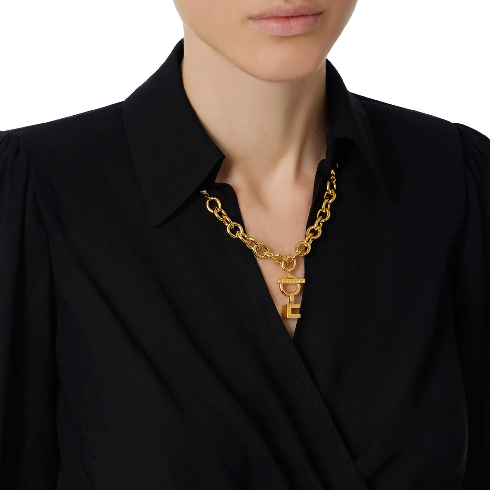 Elisabetta Franchi Camicia In Georgette Con Dettaglio Gioiello Cat0256E2 153708