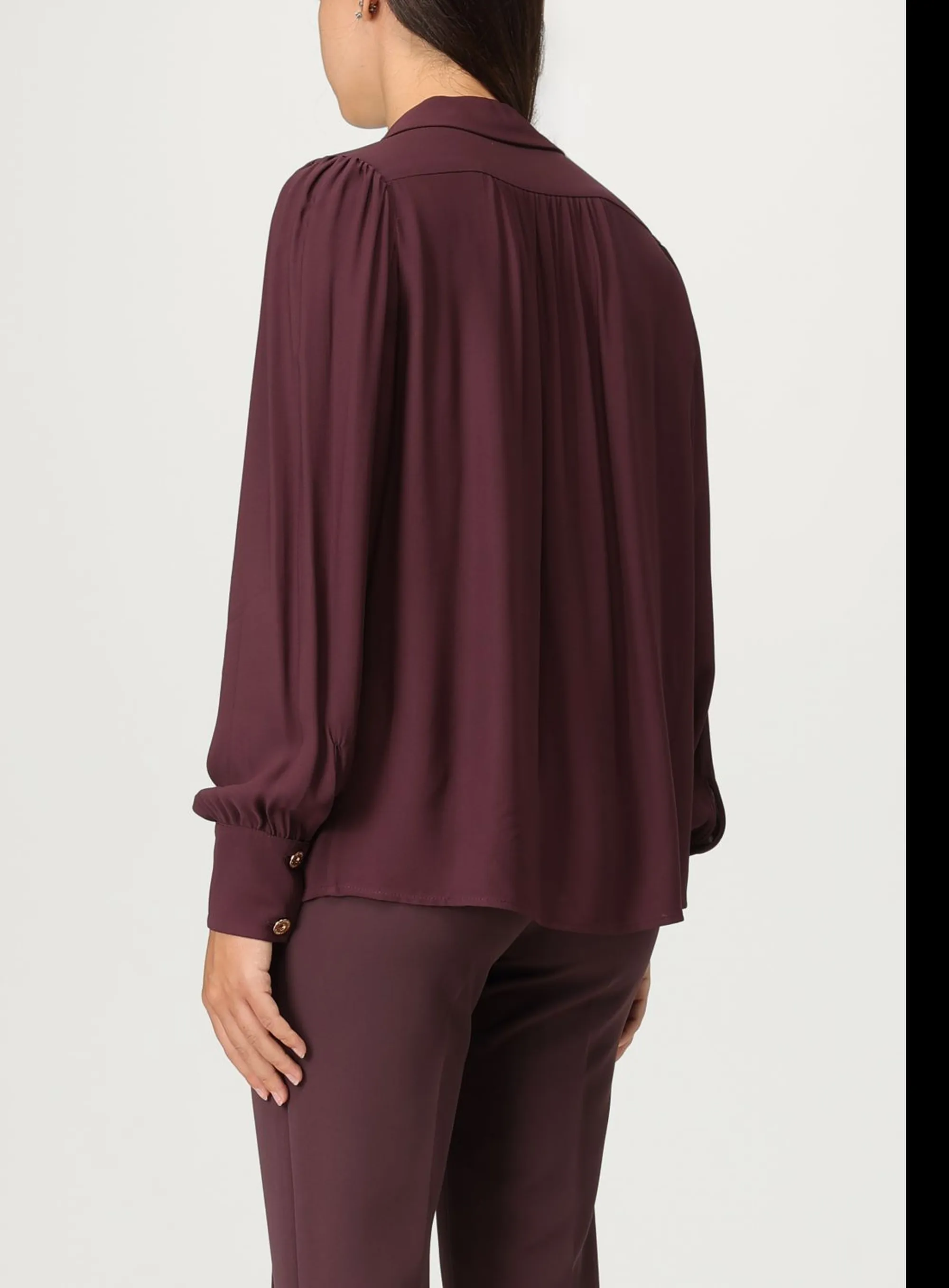 Elisabetta Franchi B'Georgette Shirt With Jewel Detail' Merlot Ca12356E2 153114
