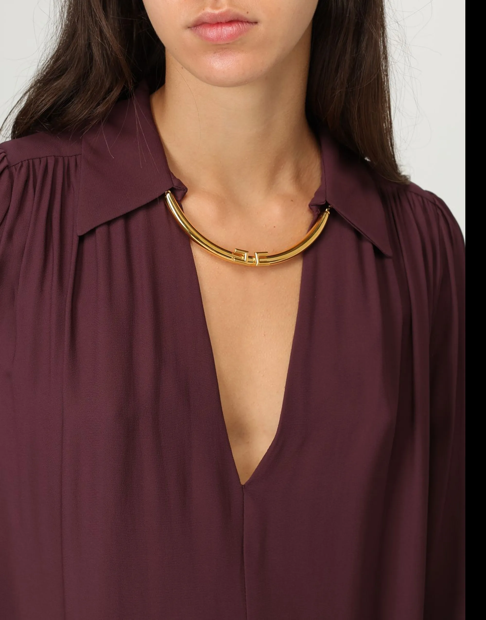 Elisabetta Franchi B'Georgette Shirt With Jewel Detail' Merlot Ca12356E2 153116