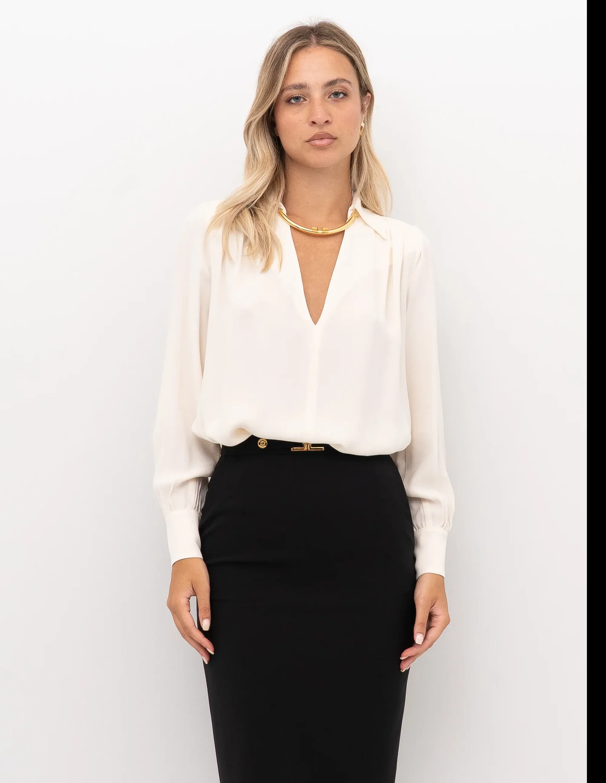 Elisabetta Franchi B'Georgette Shirt With Jewel Detail' Milk Ca12356E2 153117