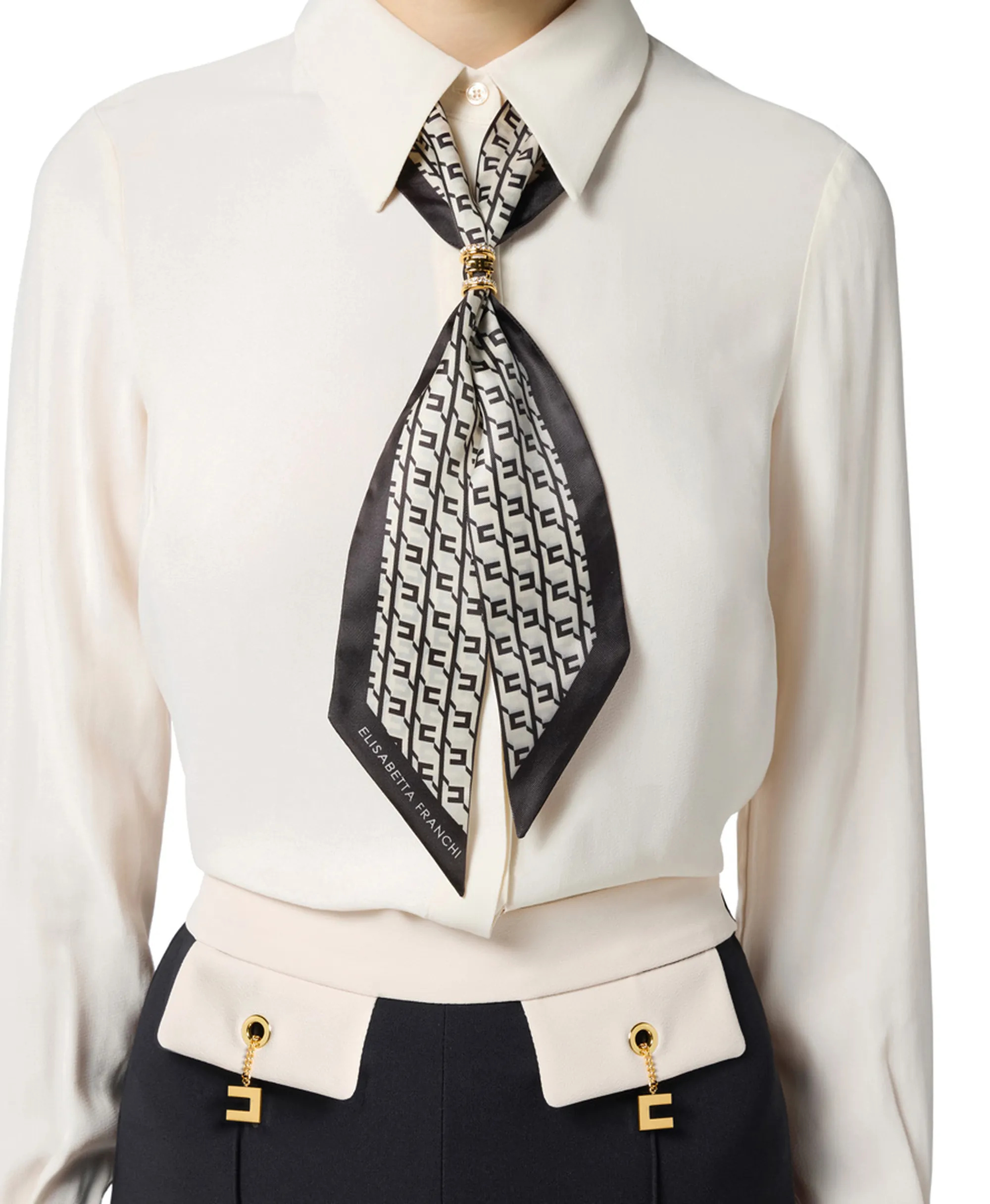 Elisabetta Franchi Camicia In Georgette Con Foulard Ca09356E2 153754