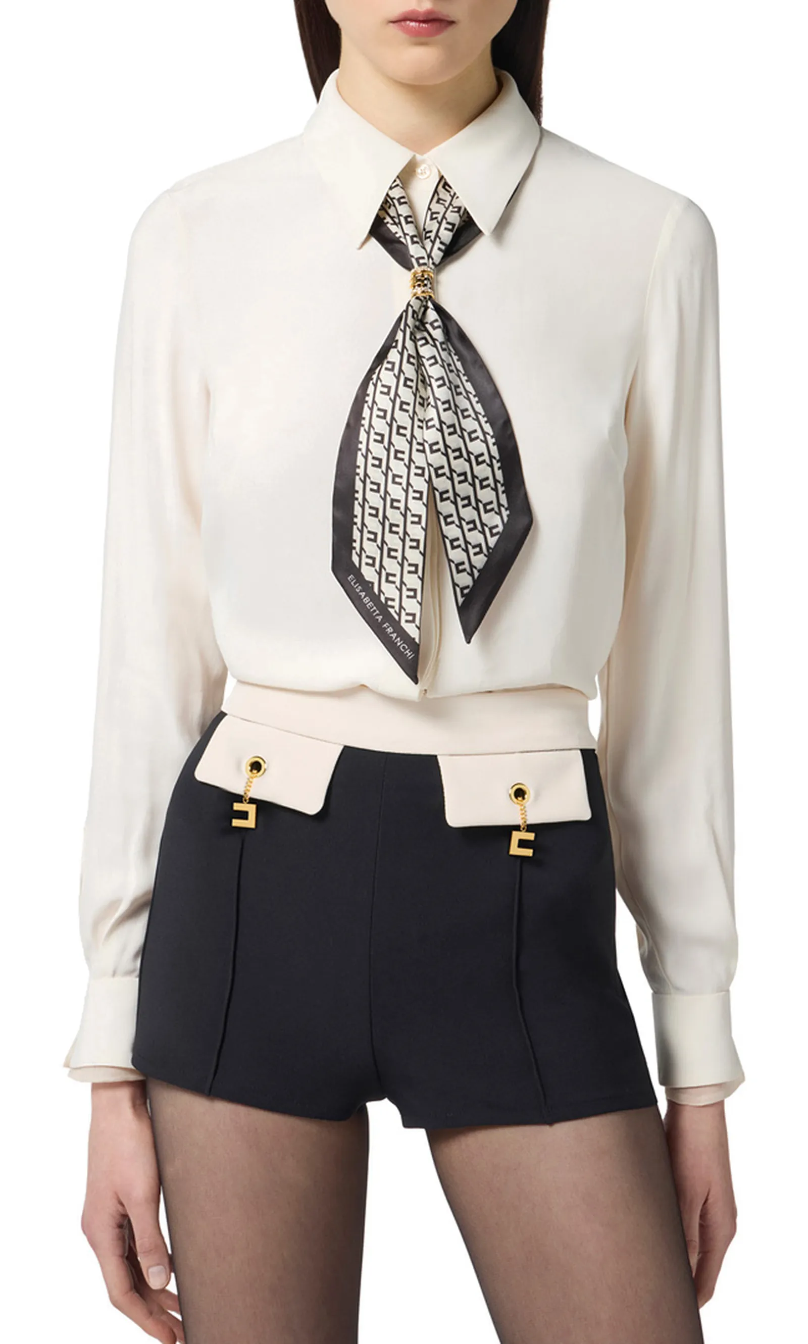 Elisabetta Franchi Camicia In Georgette Con Foulard Ca09356E2 153756
