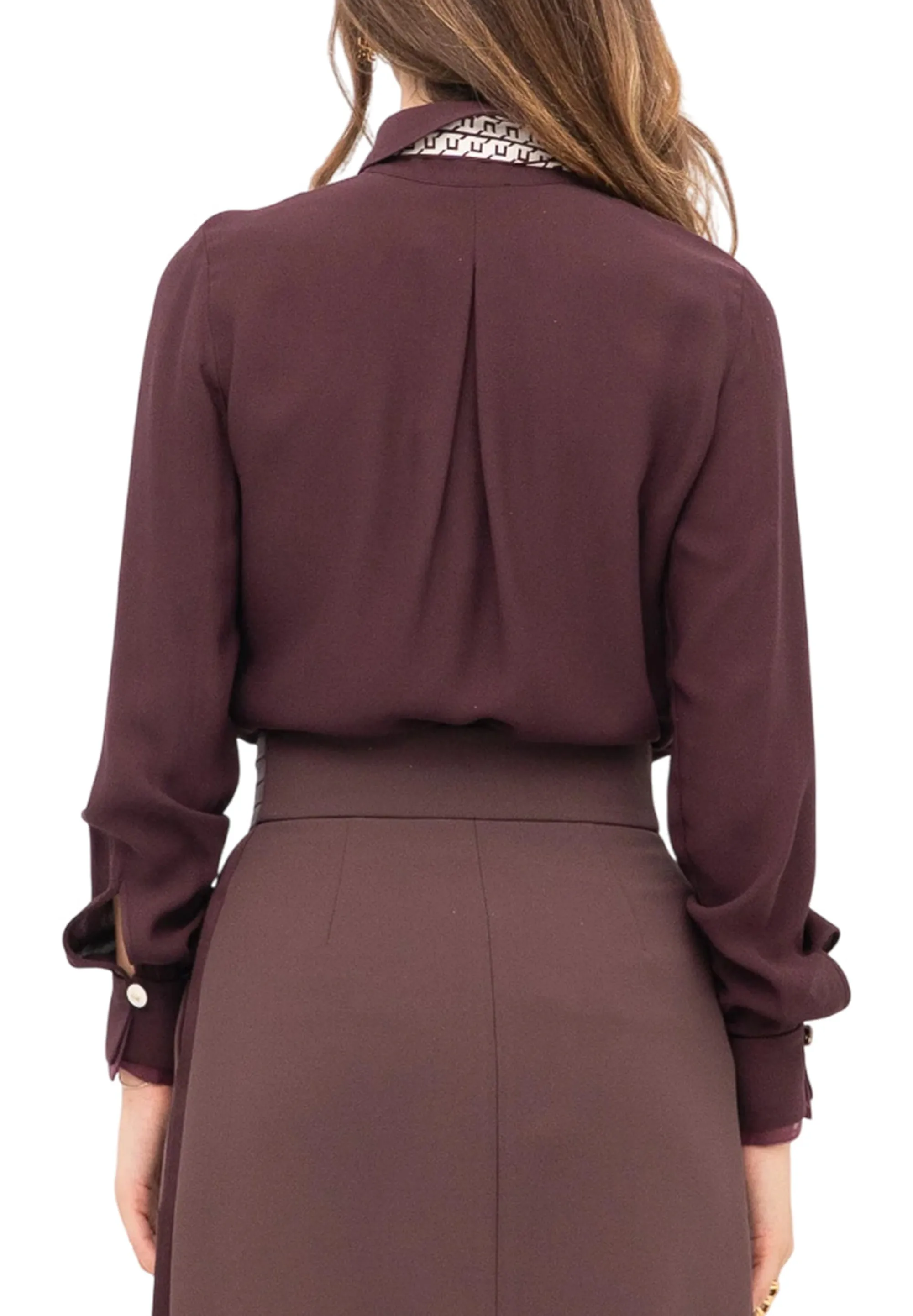 Elisabetta Franchi Camicia In Georgette Con Foulard Merlot Ca09356E2 153760