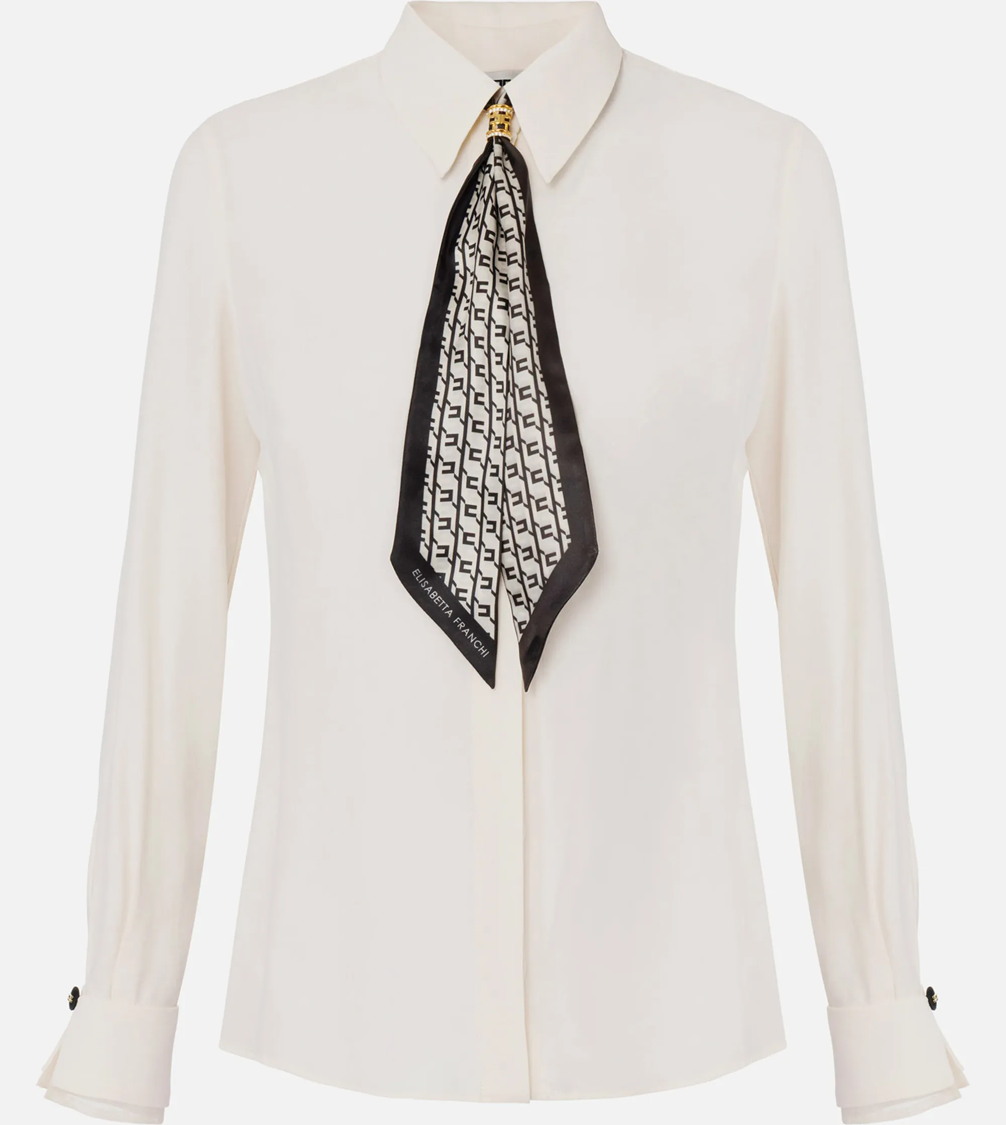 Elisabetta Franchi B'Georgette Shirt With Scarf' Milk Ca09356E2 153089