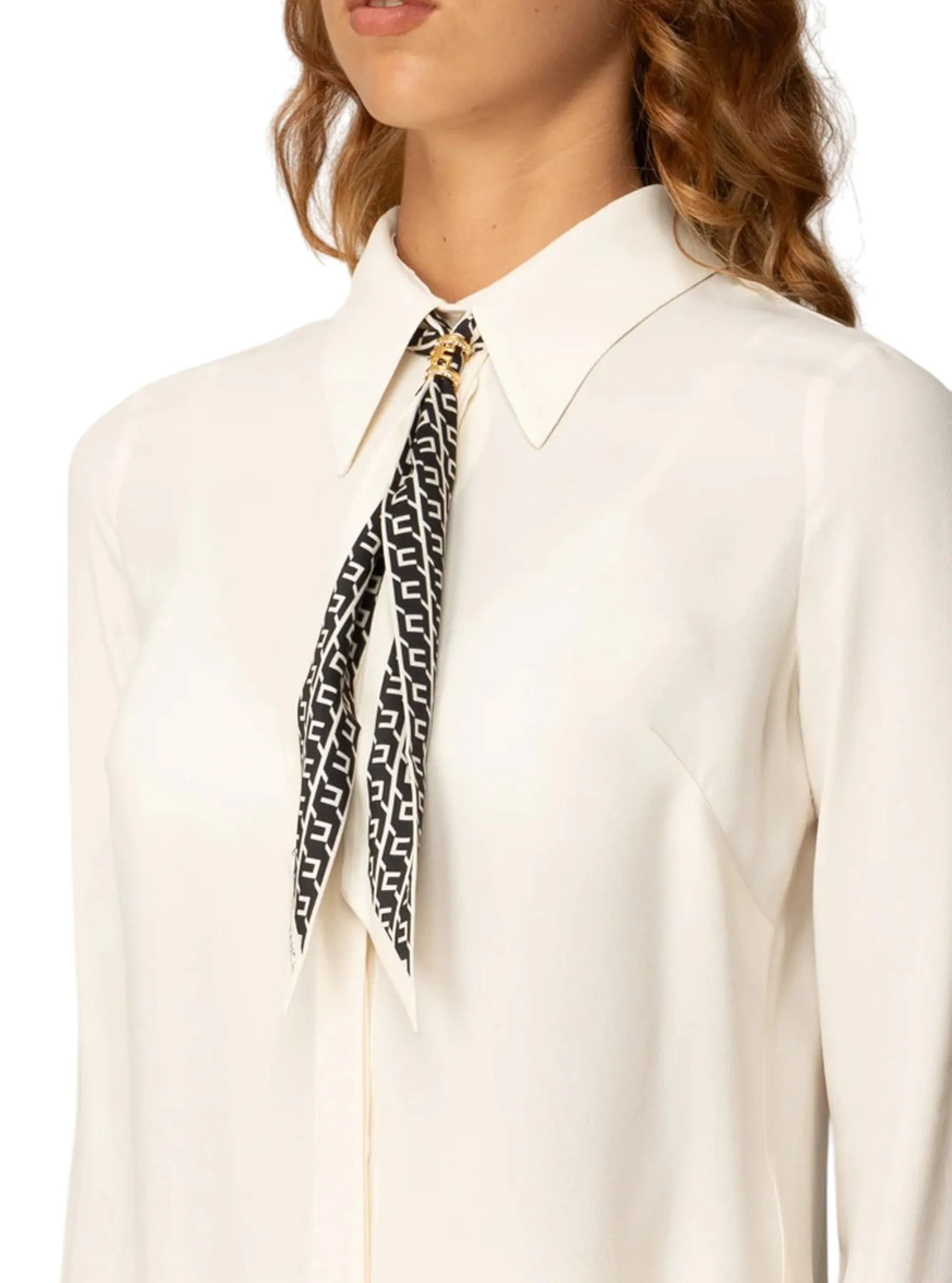 Elisabetta Franchi B'Georgette Shirt With Scarf' Milk Ca09356E2 164557