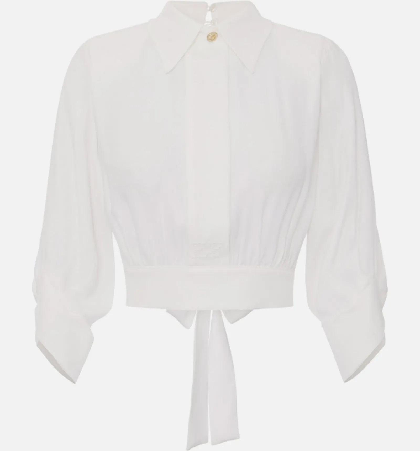 Elisabetta Franchi Camicia In Georgette Con Fusciacca Avorio Ca14761E2 172214