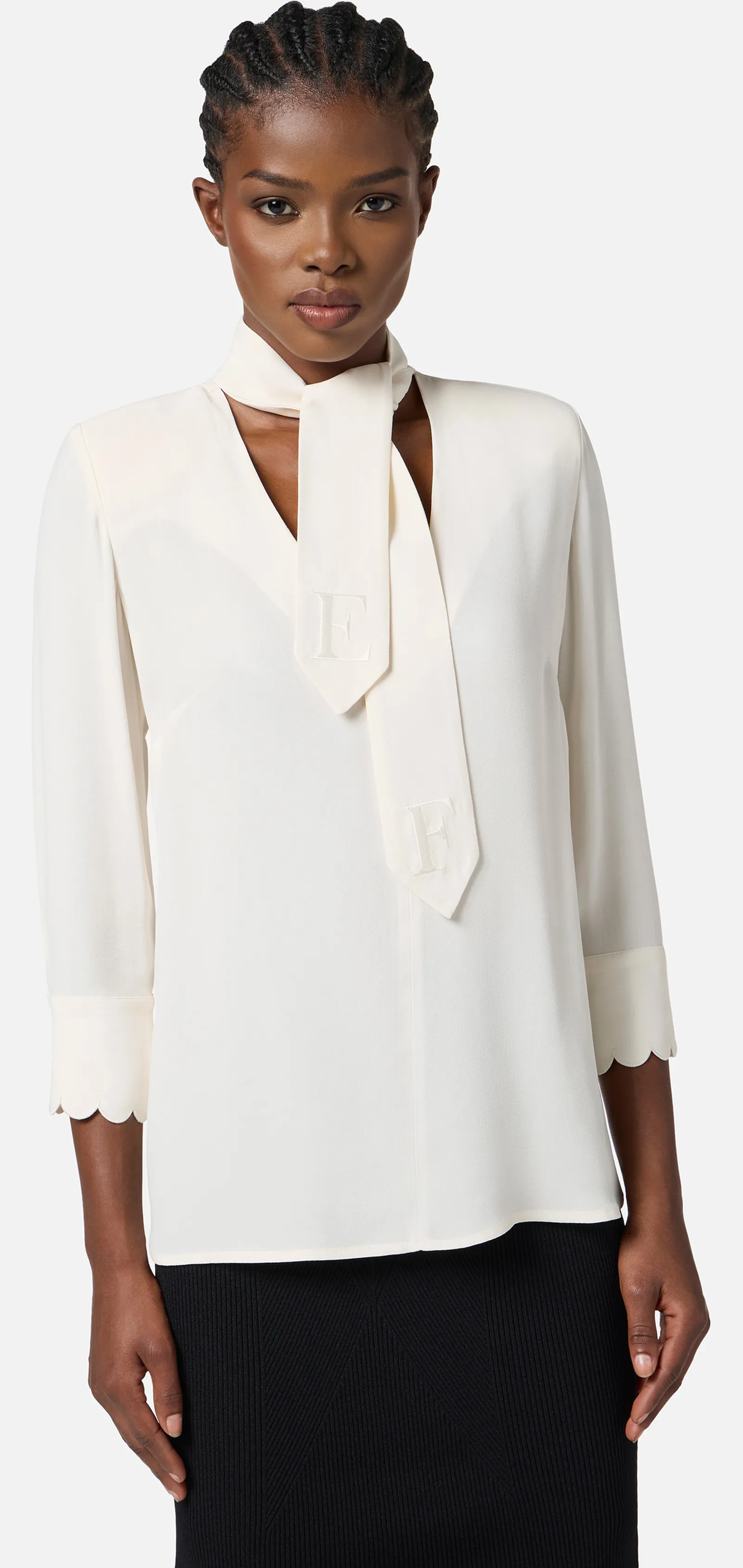 Elisabetta Franchi Camicia In Georgette Con Fusciacca Ca08956E2 153087