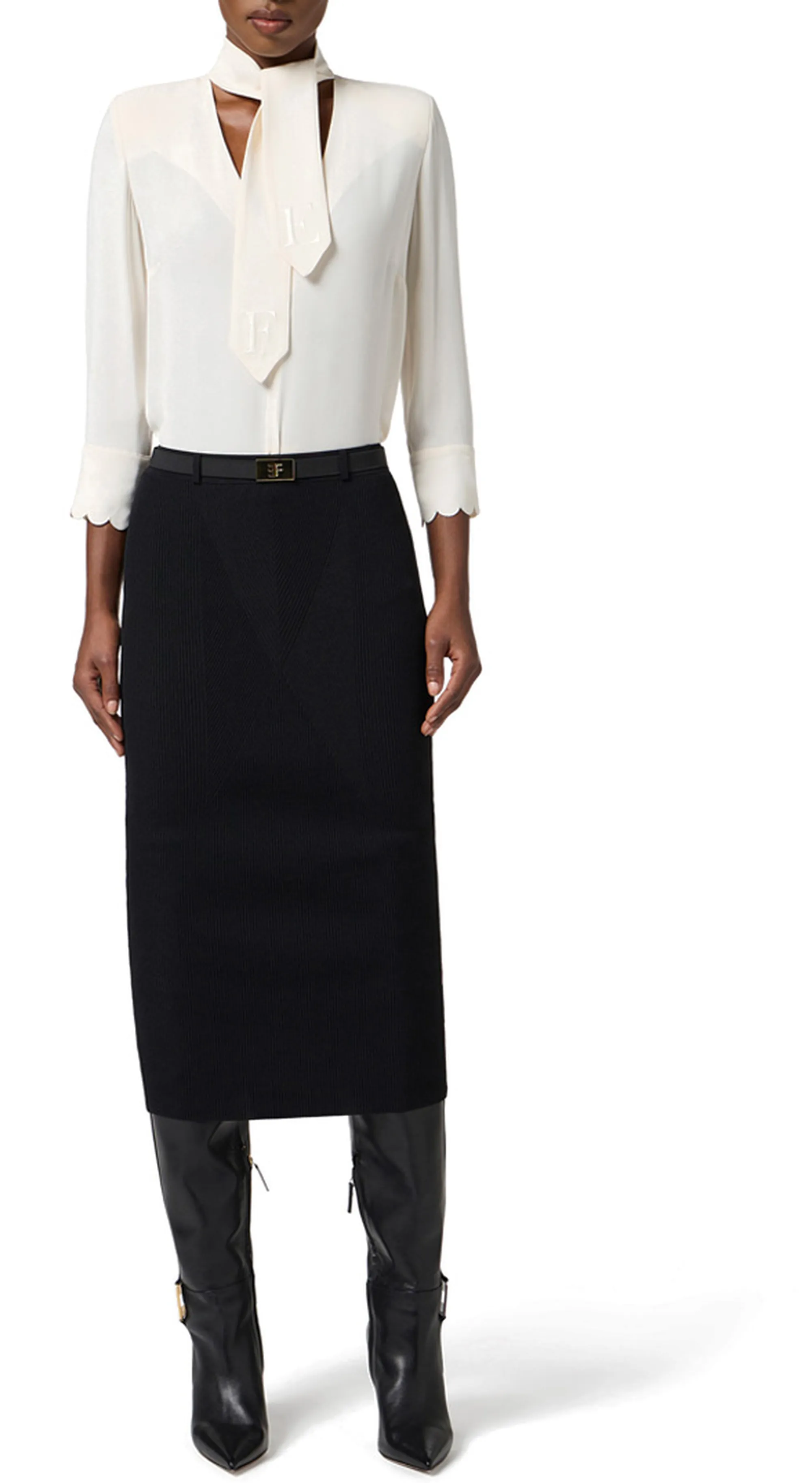 Elisabetta Franchi Camicia In Georgette Con Fusciacca Ca08956E2 153762