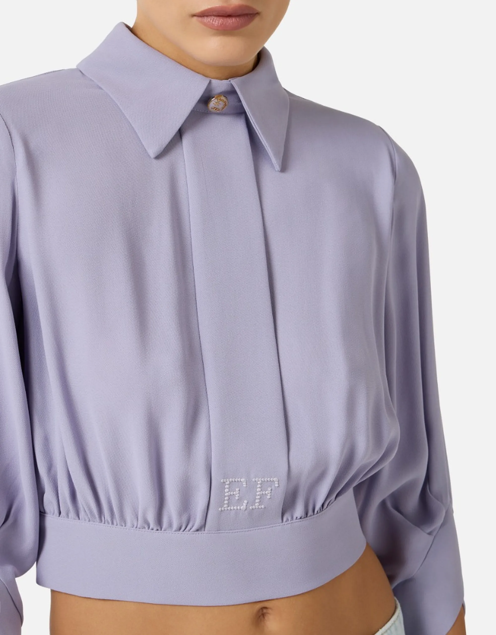 Elisabetta Franchi B'Georgette Shirt With Satin' Small Ca14761E2 172218