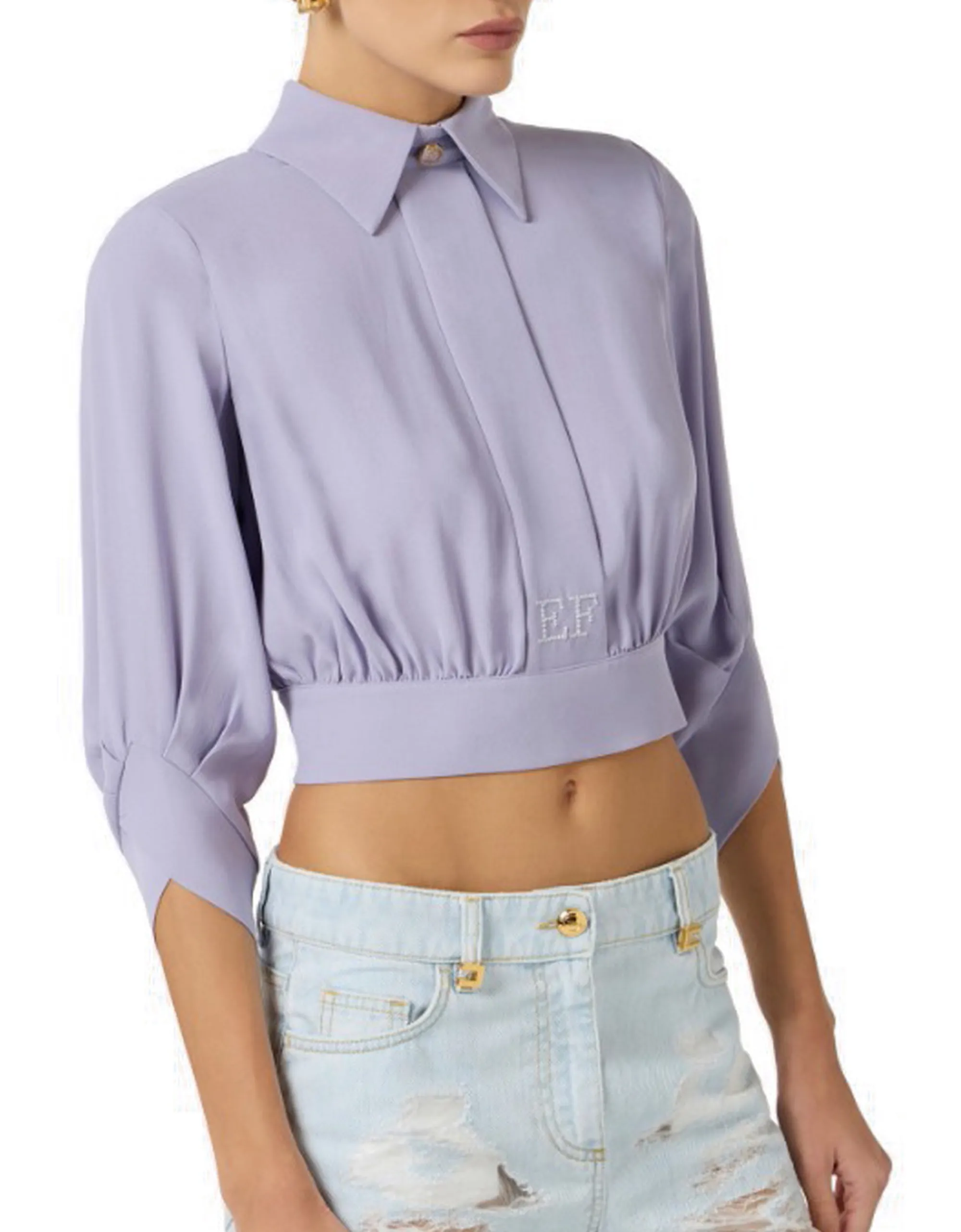 Elisabetta Franchi B'Georgette Shirt With Satin' Small Ca14761E2 178356