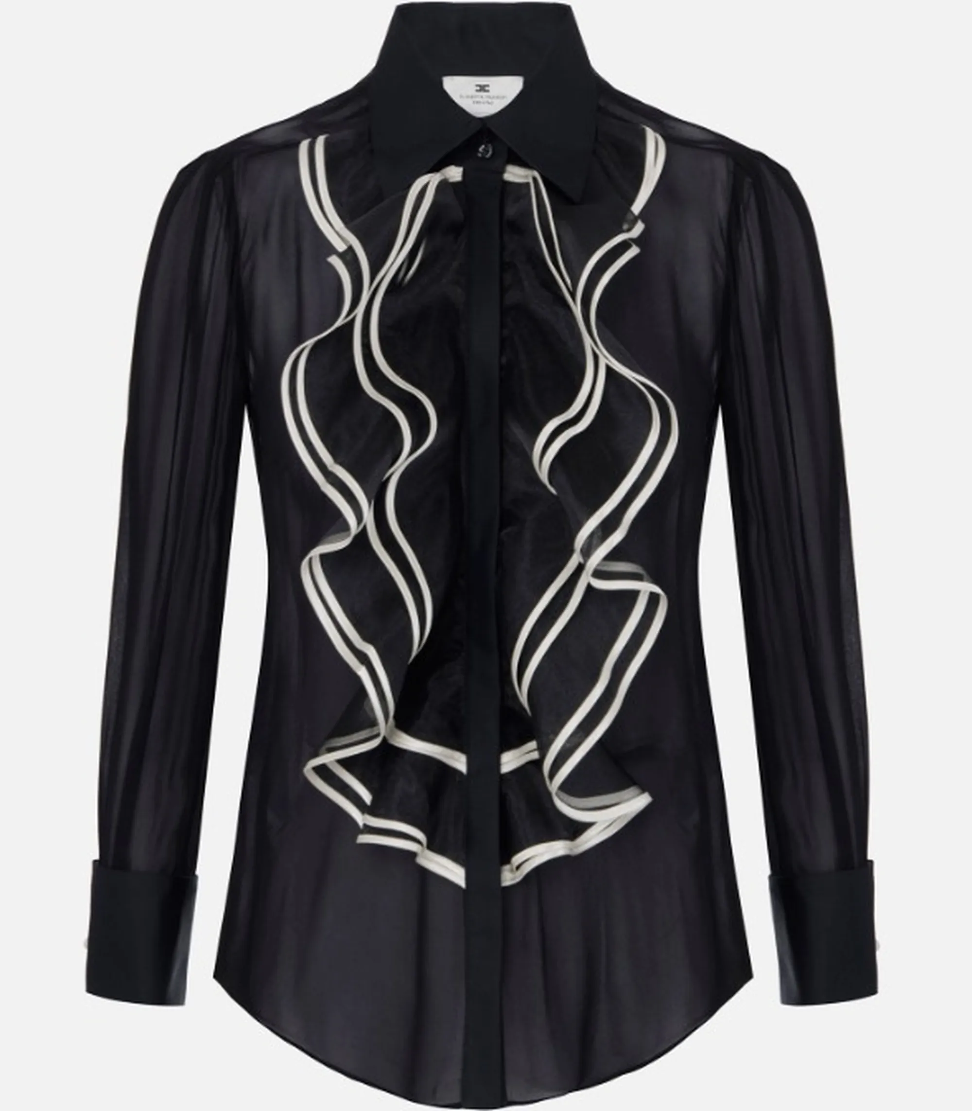 Elisabetta Franchi B'Georgette Shirt With Ruffles' Black Ca21067E2 188336