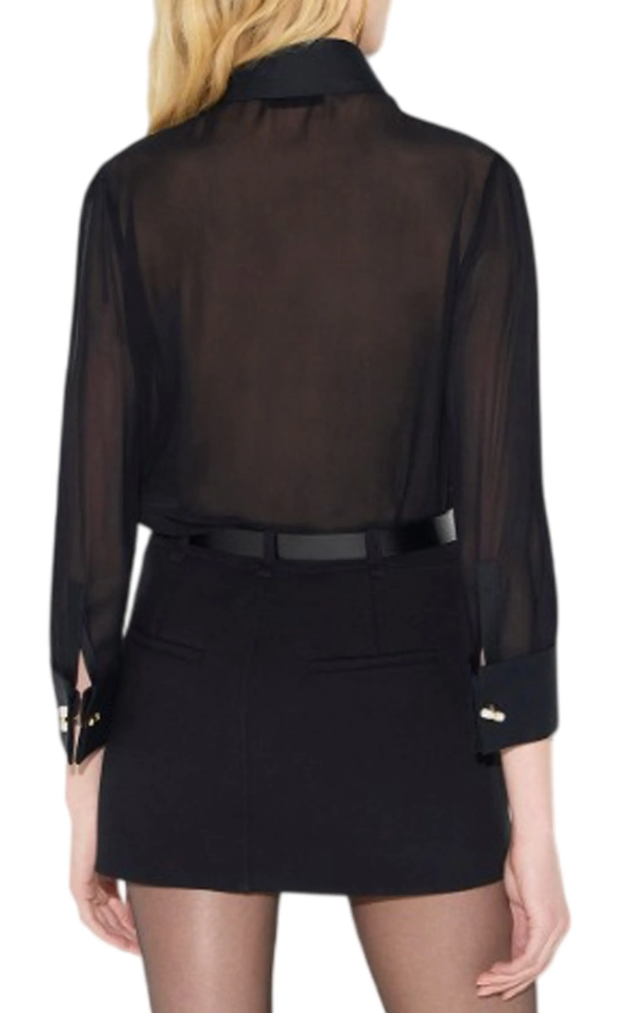 Elisabetta Franchi B'Georgette Shirt With Ruffles' Black Ca21067E2 189303
