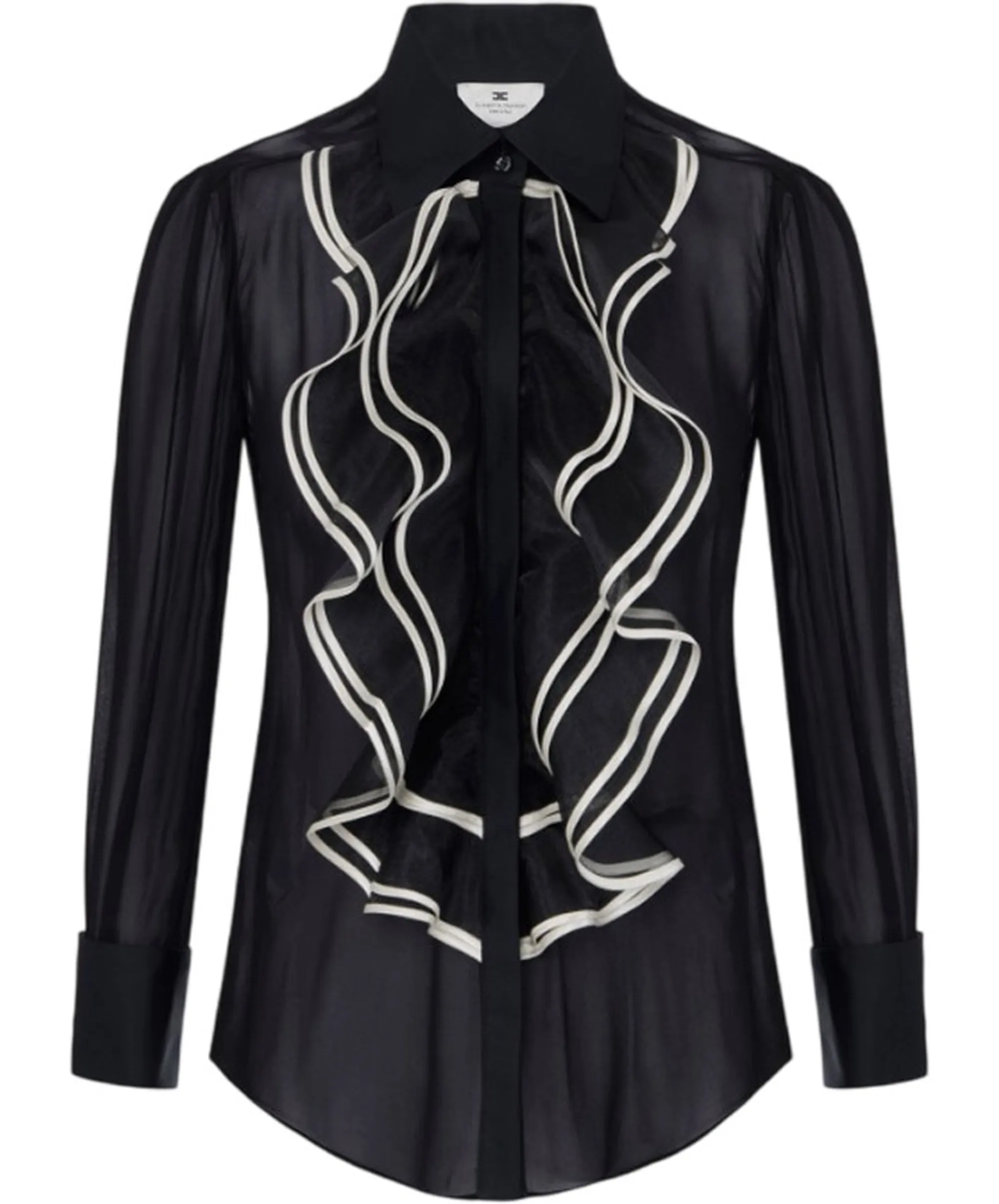 Elisabetta Franchi B'Georgette Shirt With Ruffles' Black Ca21067E2 189306