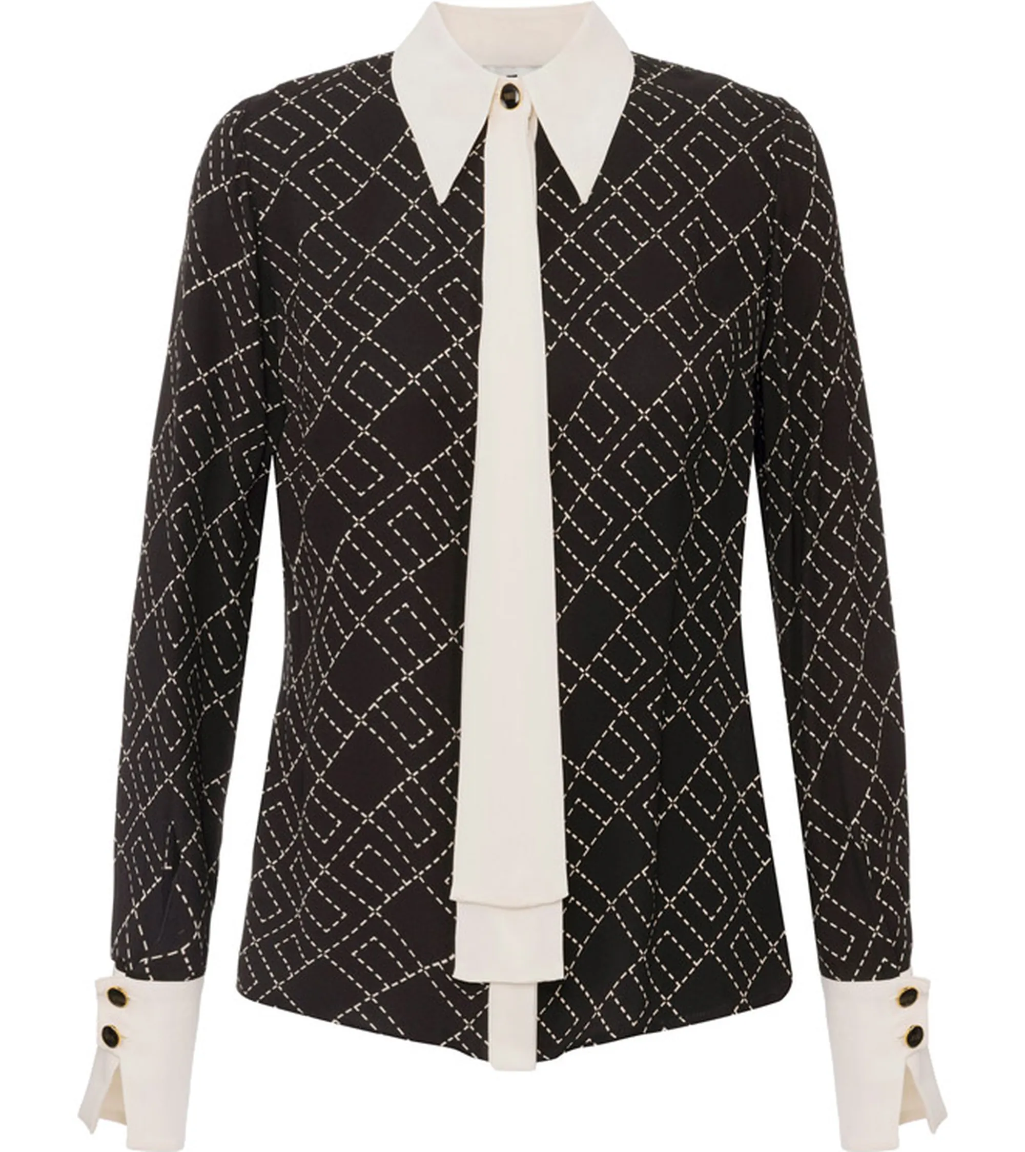 Elisabetta Franchi Camicia In Georgette Con Stampa Bi Color Ca10456E2 153747