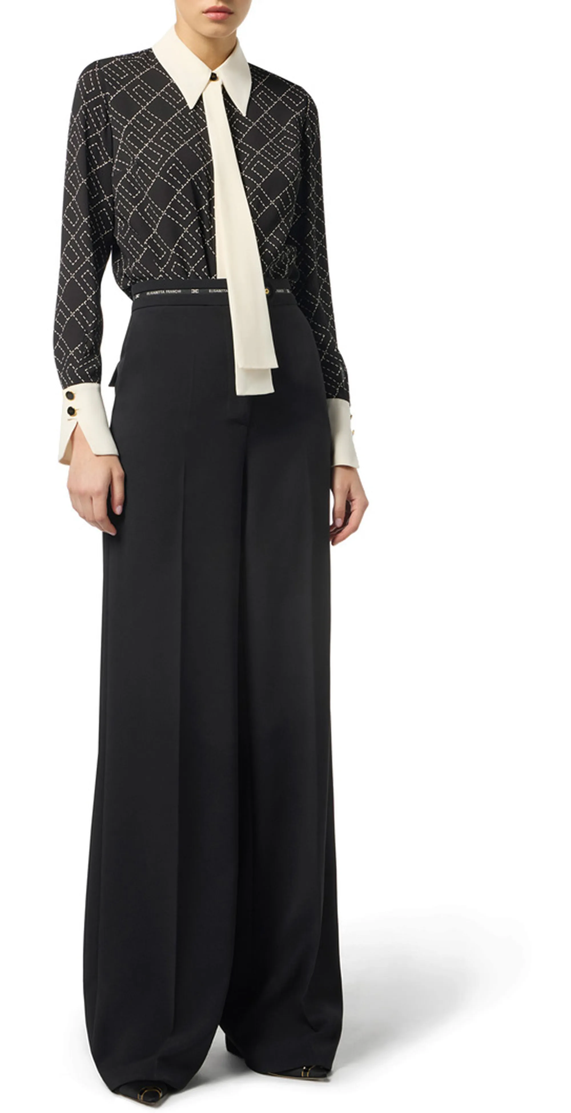 Elisabetta Franchi Camicia In Georgette Con Stampa Bi Color Ca10456E2 153748