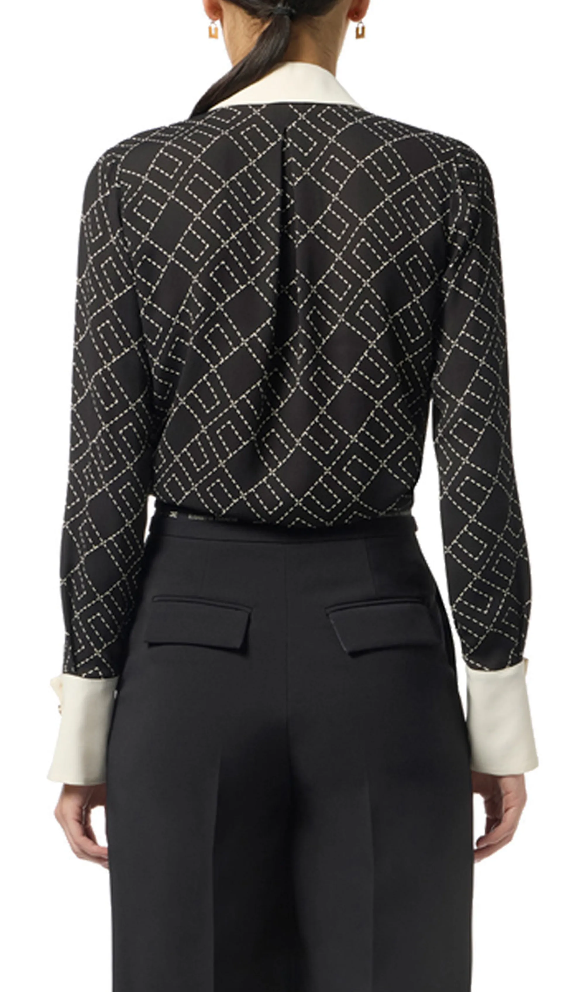 Elisabetta Franchi Camicia In Georgette Con Stampa Bi Color Ca10456E2 153749