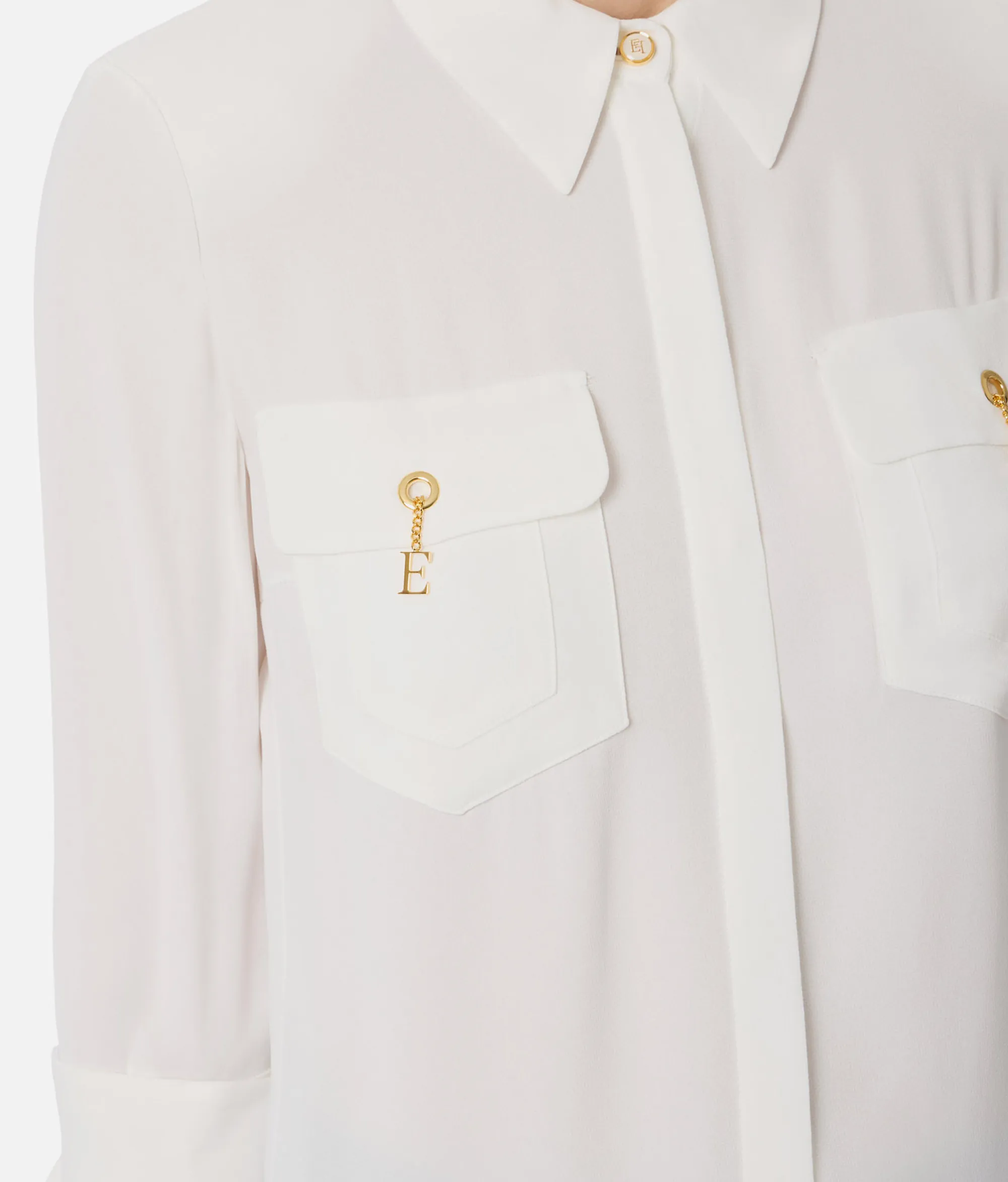 Elisabetta Franchi B'Viscose Georgette Shirt' Ivory Ca12256E2 153105