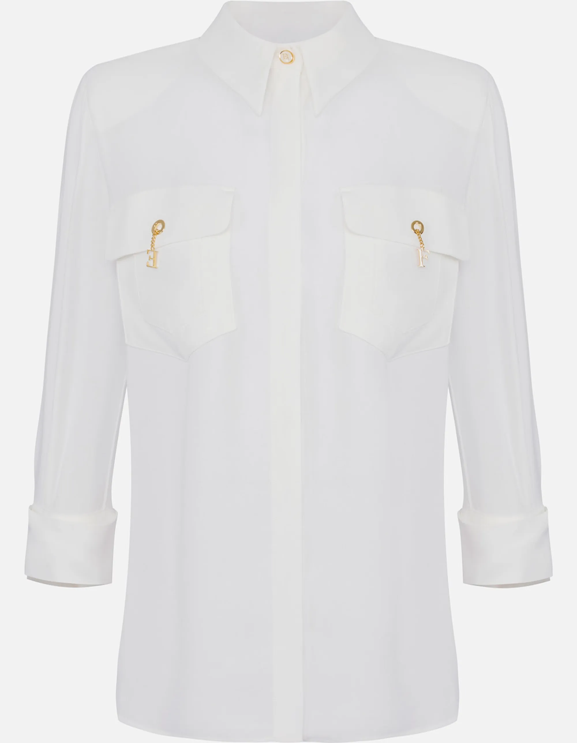 Elisabetta Franchi B'Viscose Georgette Shirt' Ivory Ca12256E2 153107
