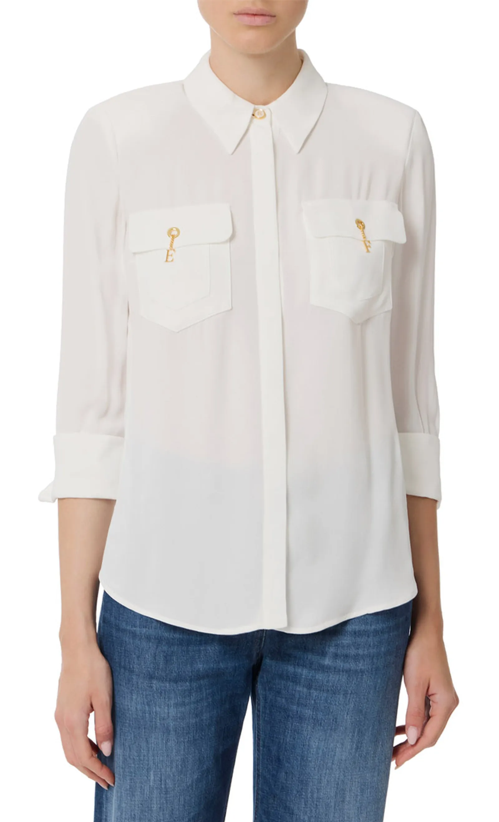 Elisabetta Franchi Camicia In Georgette Di Viscosa Ca12256E2 153731