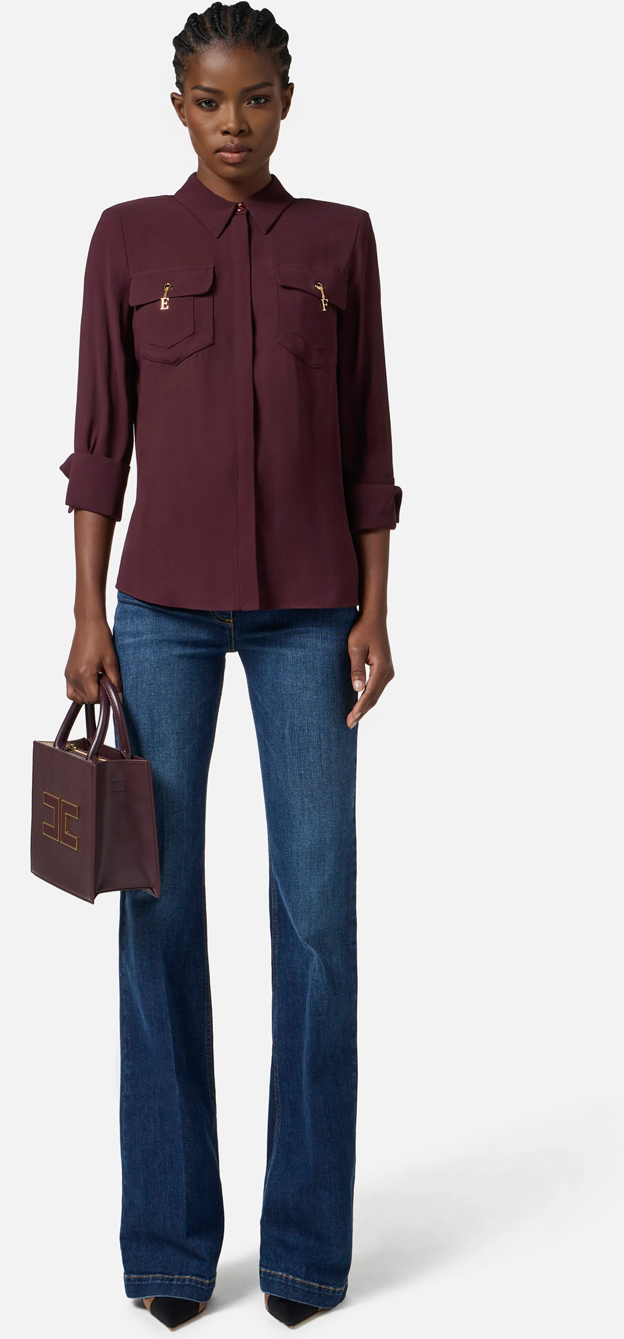 Elisabetta Franchi B'Viscose Georgette Shirt' Merlot Ca12256E2 153108