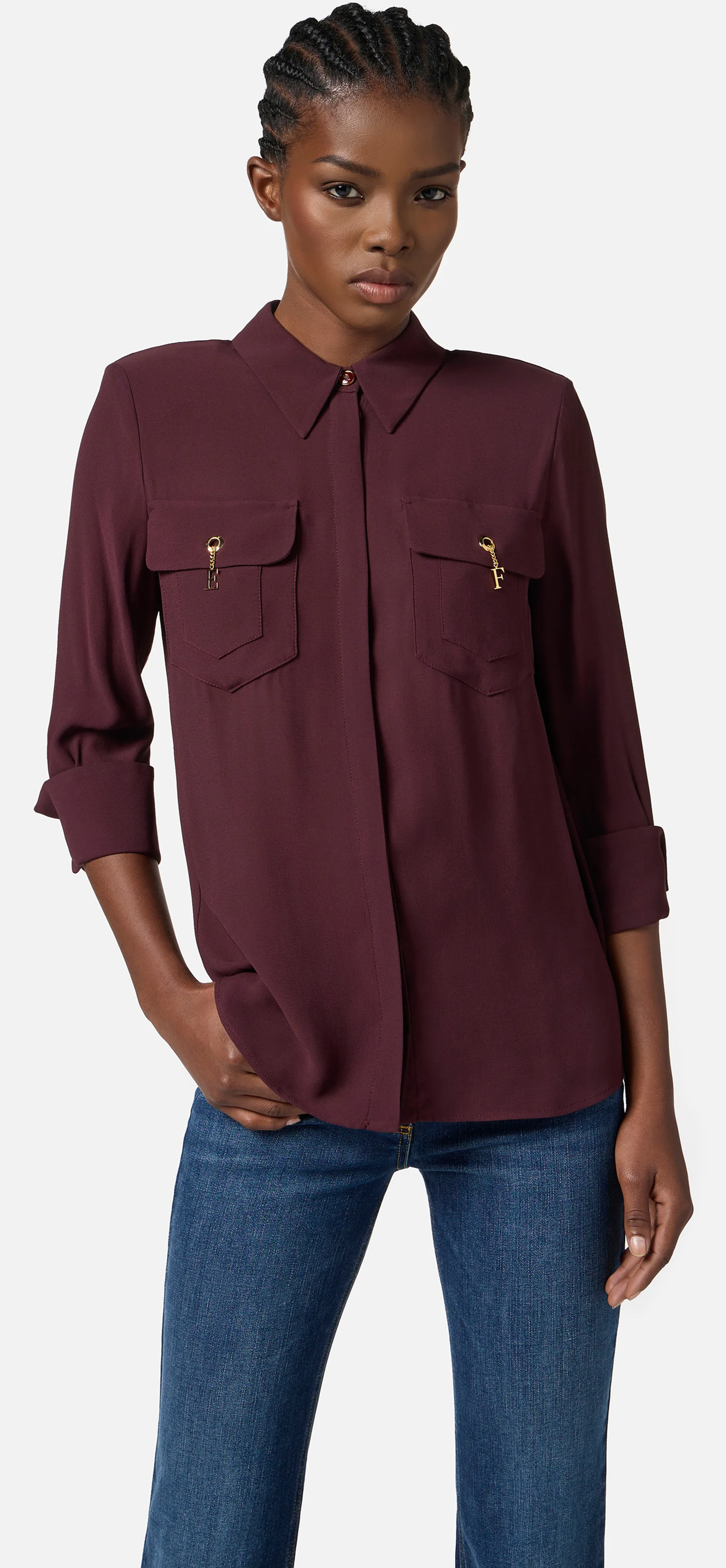 Elisabetta Franchi B'Viscose Georgette Shirt' Merlot Ca12256E2 153112