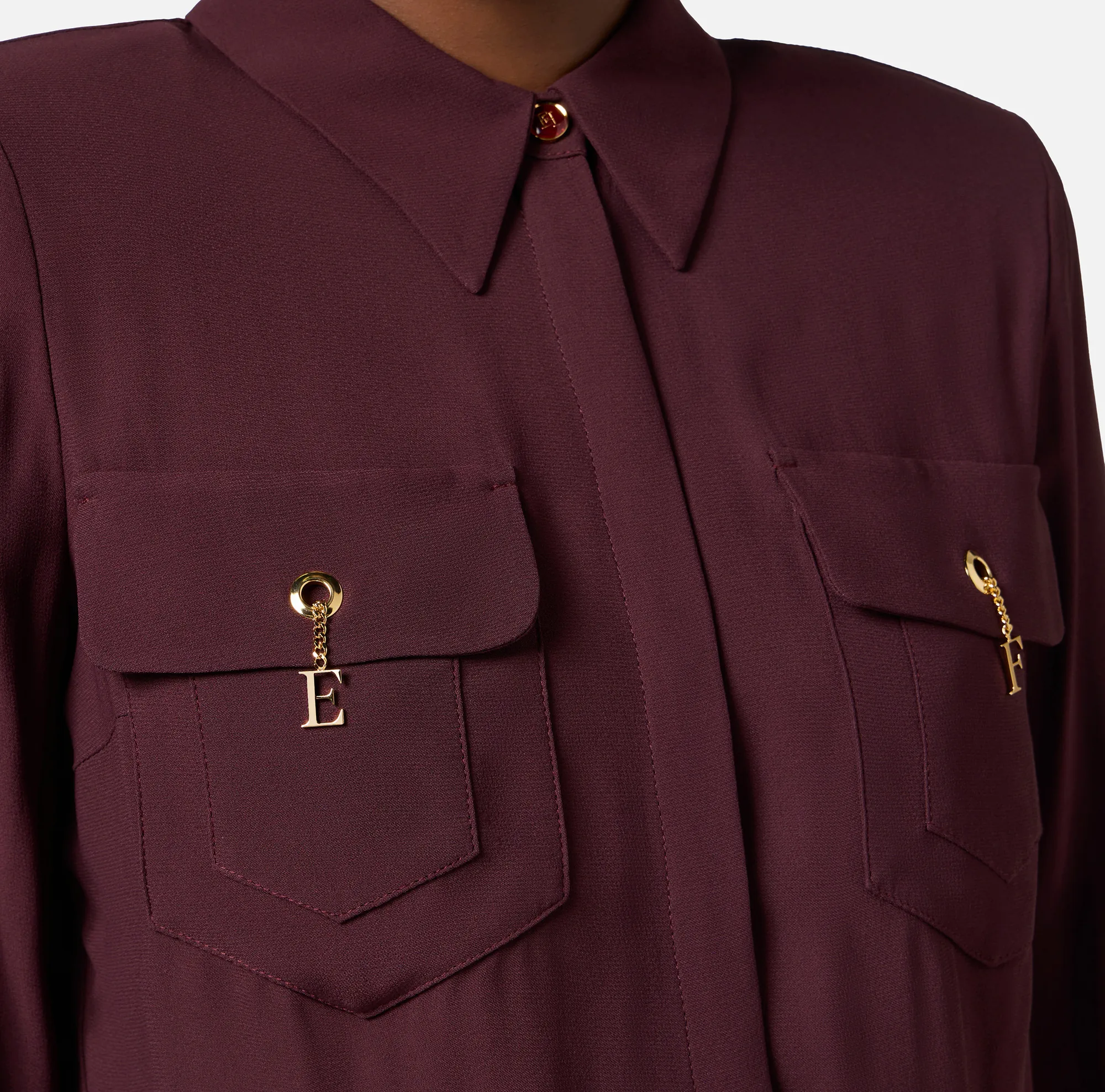 Elisabetta Franchi B'Viscose Georgette Shirt' Merlot Ca12256E2 153113