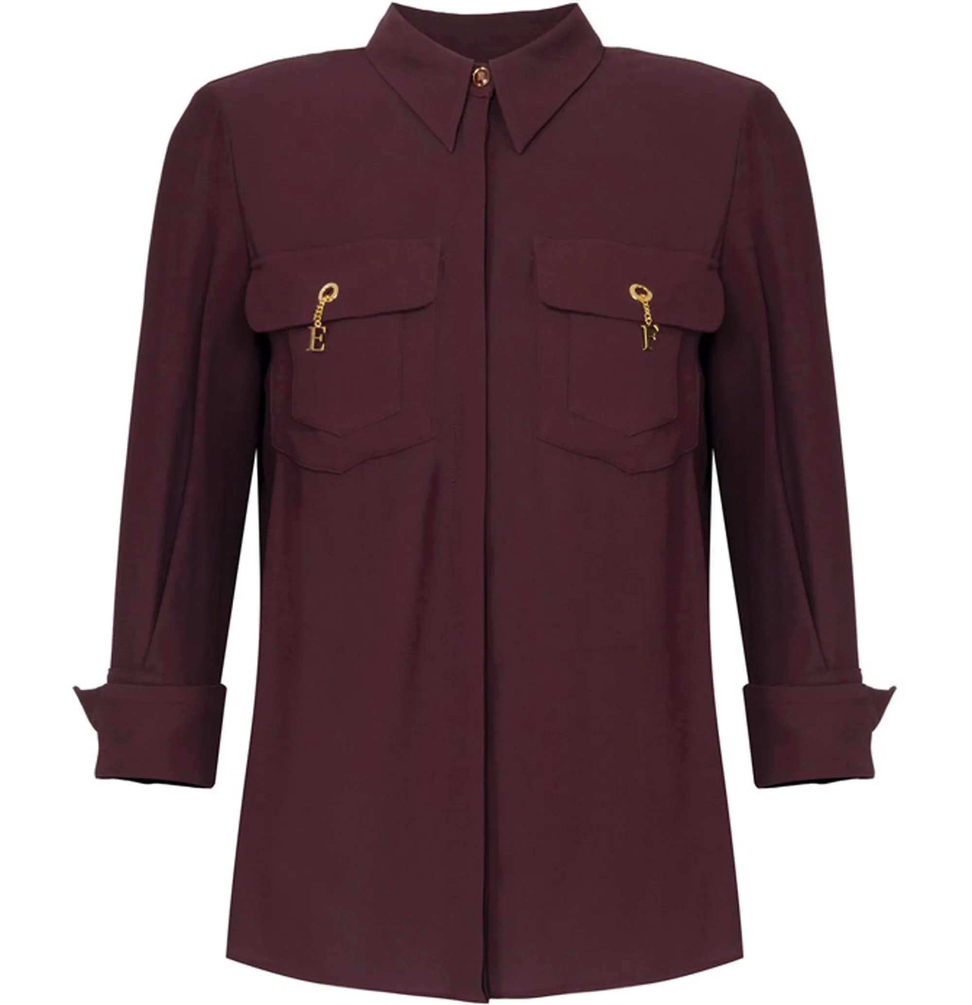 Elisabetta Franchi Camicia In Georgette Di Viscosa Merlot Ca12256E2 153730