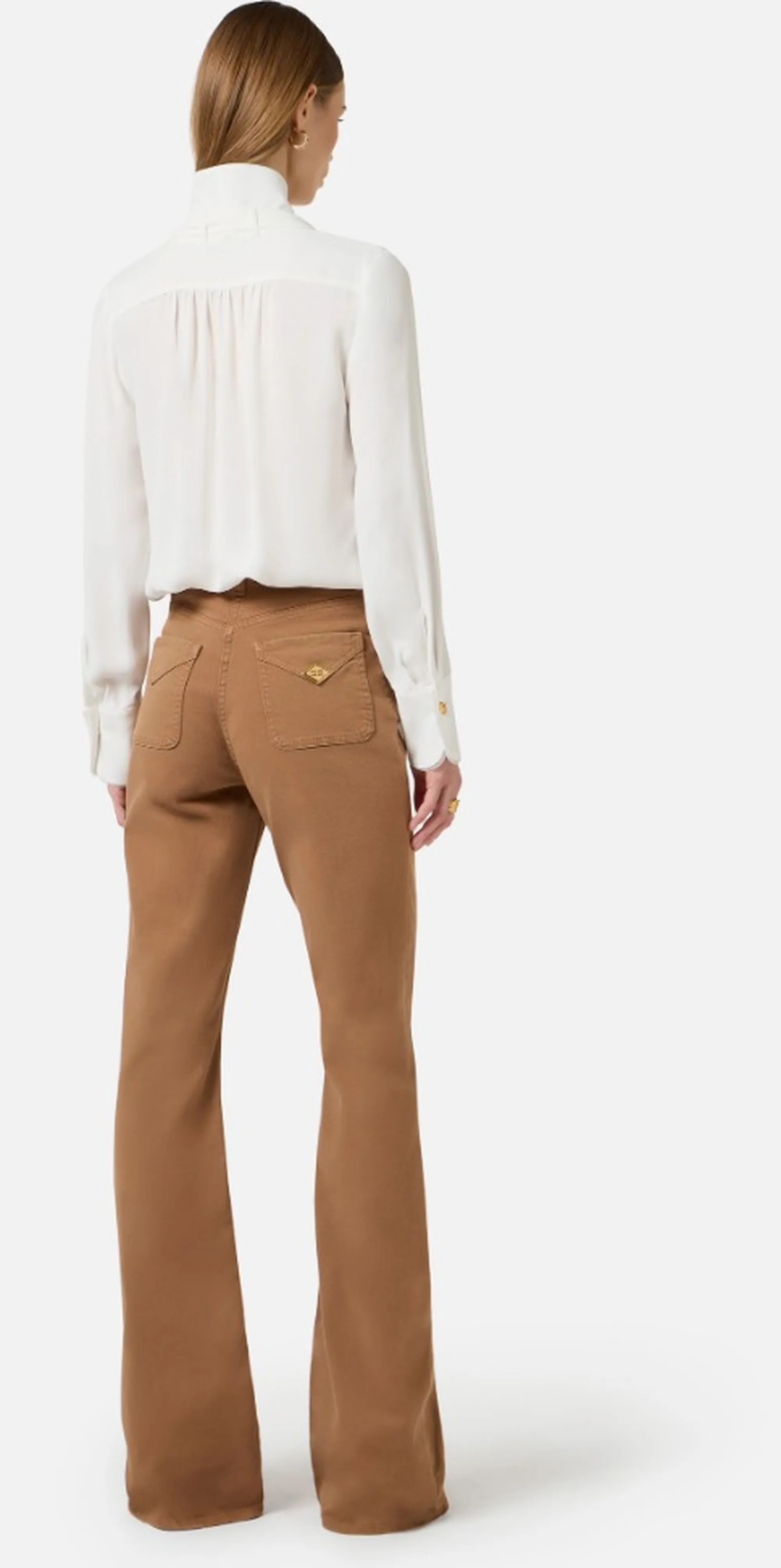 Elisabetta Franchi B'Viscose Georgette Shirt With Satin' Ivory Ca14661E2 172212