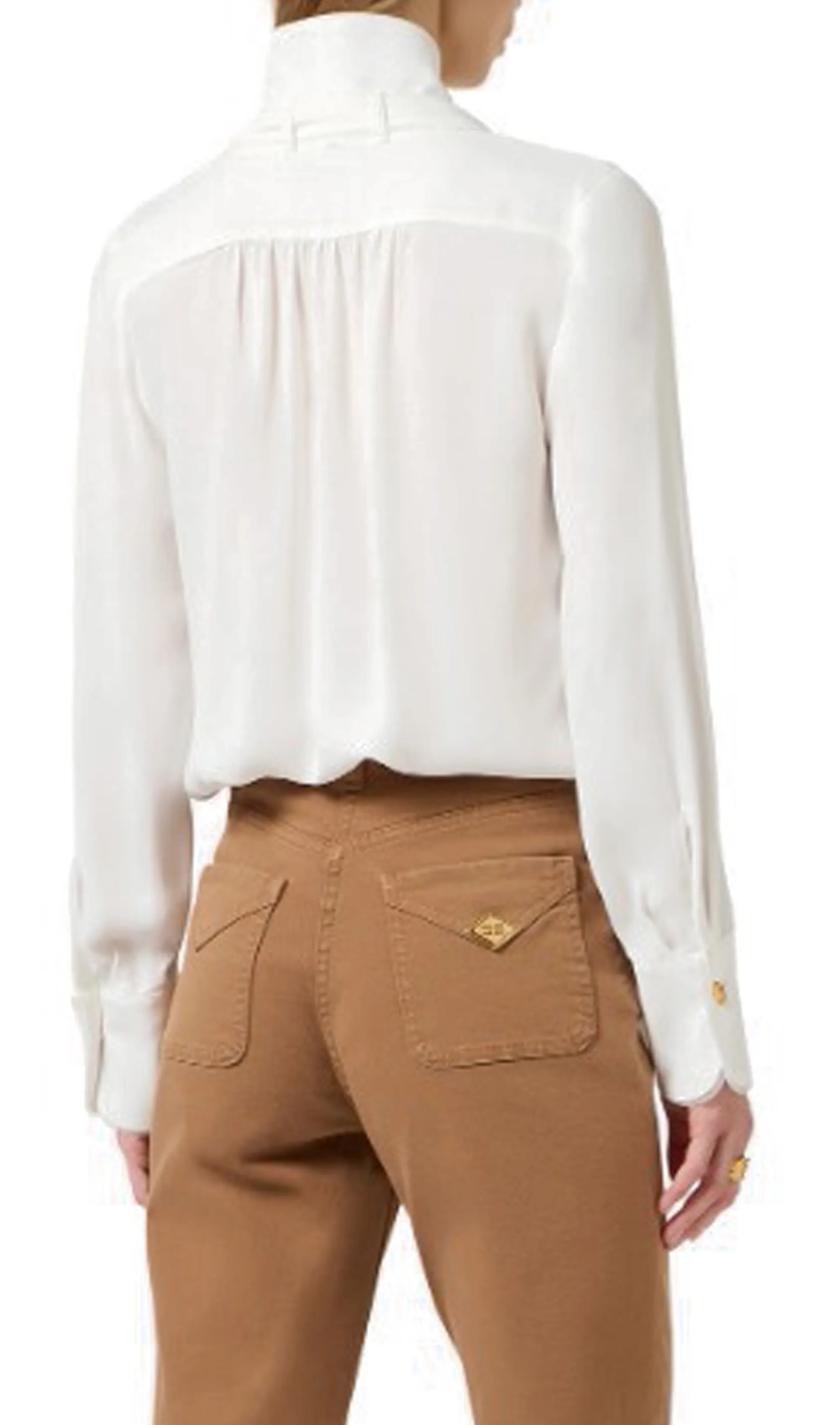 Elisabetta Franchi B'Viscose Georgette Shirt With Satin' Ivory Ca14661E2 178366