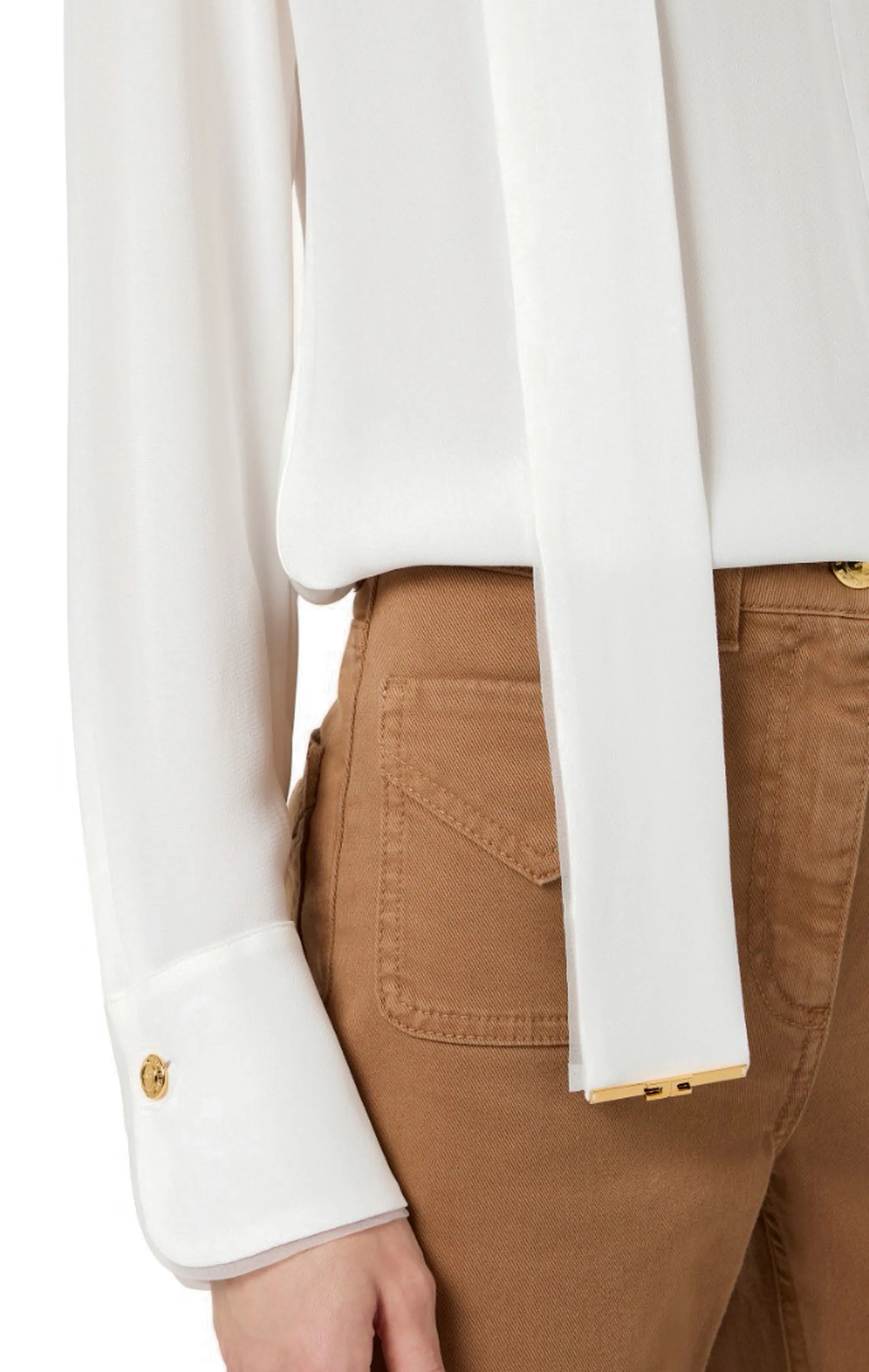 Elisabetta Franchi B'Viscose Georgette Shirt With Satin' Ivory Ca14661E2 178369