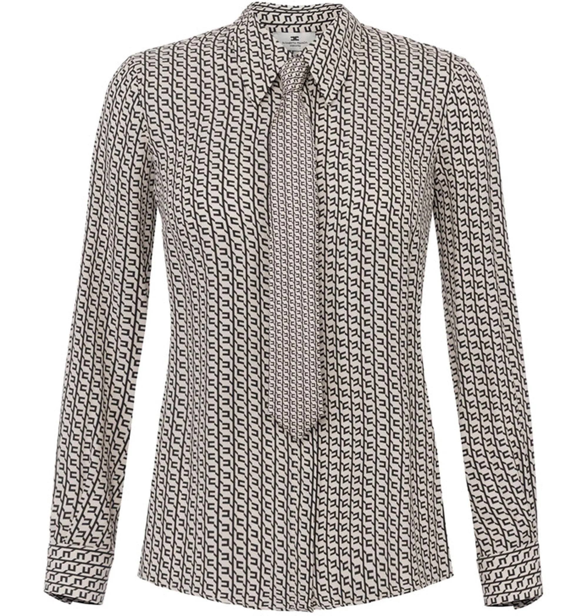 Elisabetta Franchi Camicia In Georgette Stampata Con Cravatta Ca10956E2 153743