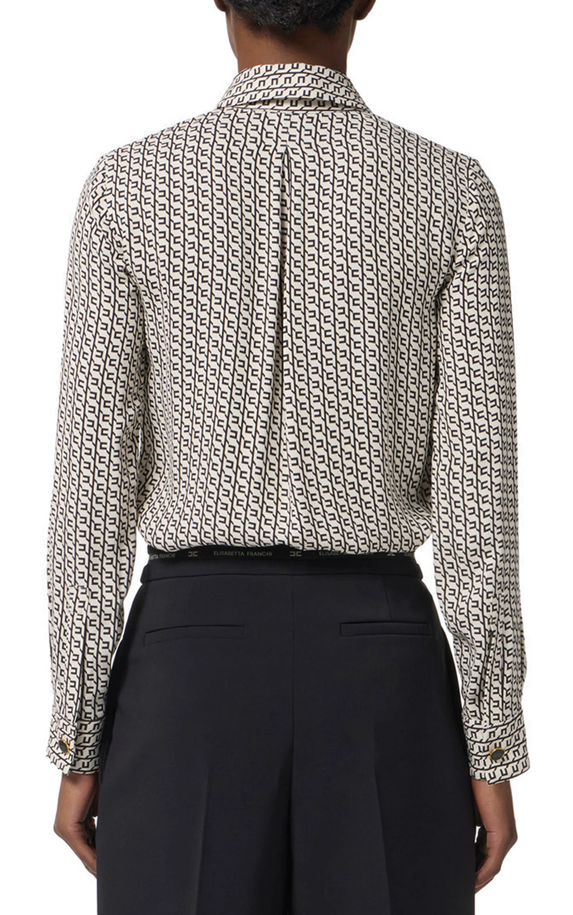 Elisabetta Franchi Camicia In Georgette Stampata Con Cravatta Ca10956E2 153744